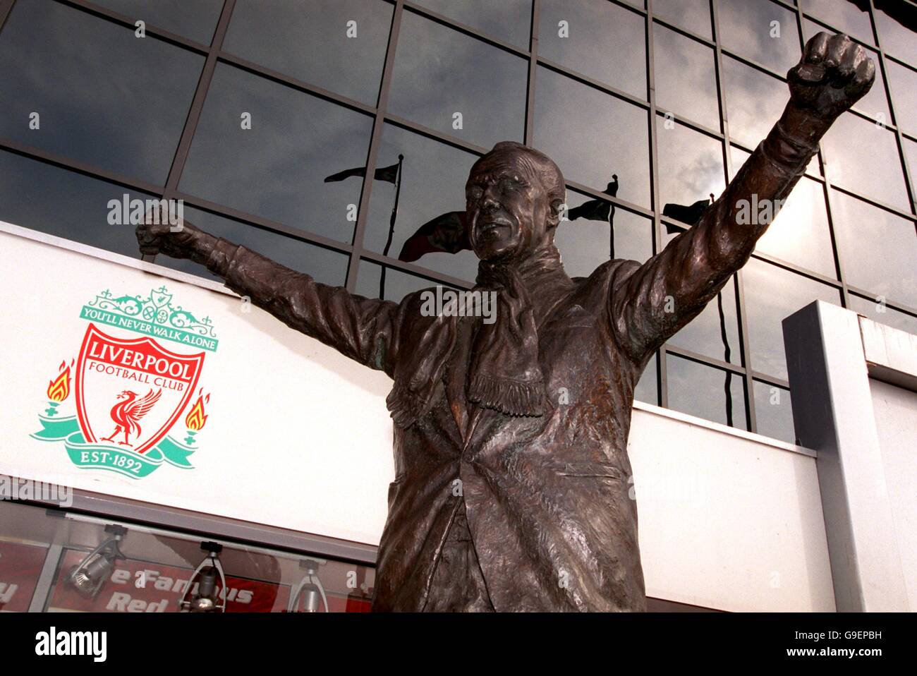 Statue of the late liverpool manager bill shankly outside anfield hi