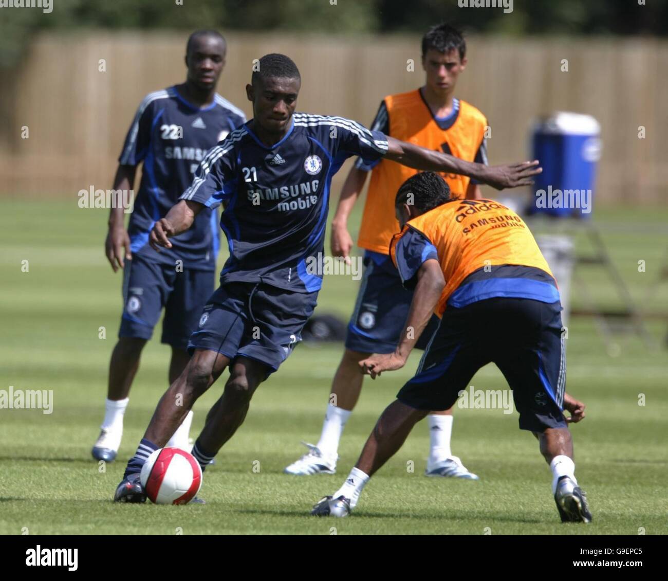 Soccer - Chelsea Training - Cobham. Chelsea's new signing Salomon Kalou in action during a training session at Cobham, Surrey. Stock Photo