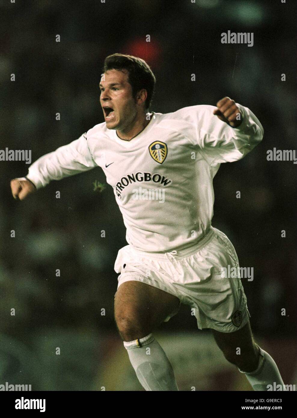 PA PHOTOS/AAP - UK USE ONLY : Australian soccer star Mark Viduka puts in a  solo effort for his English Club Leeds United in a friendly International  against Chilean Club team Colo