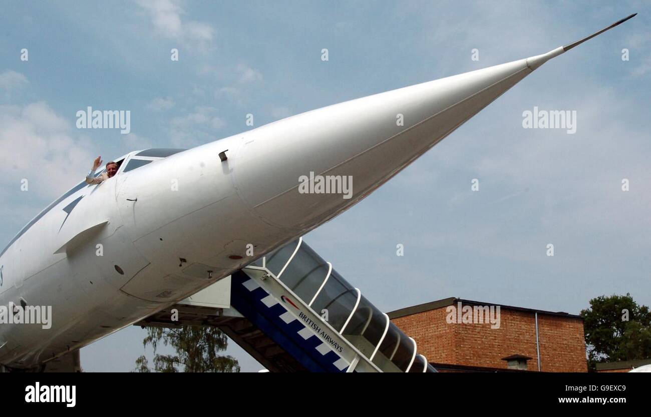 Former British Airways Concorde pilot Christopher Orlebar waves from ...