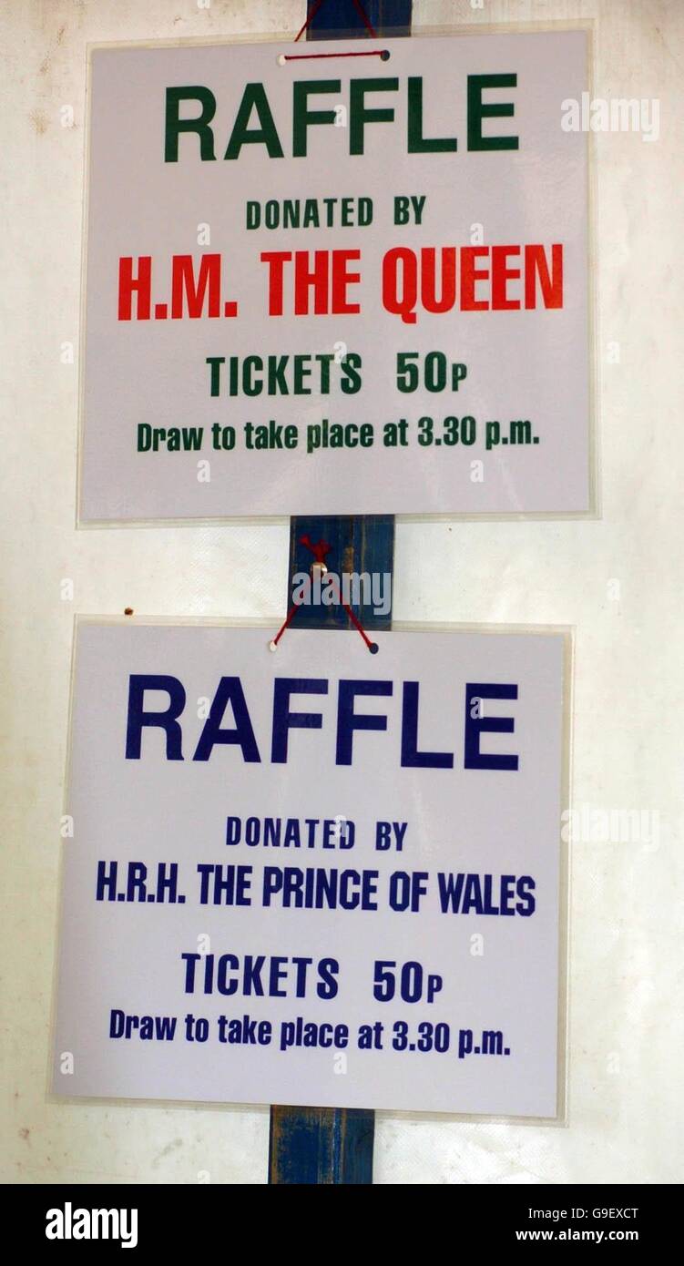 Ladies Raffle Sign A sign pointing out a charity raffle in the Women's Institute tent at ...