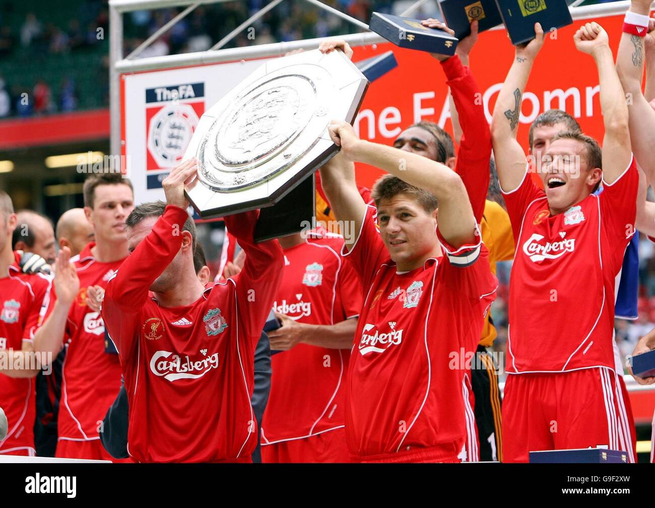 Soccer Fa Community Shield Chelsea V Liverpool Millennium Stadium Cardiff Liverpool Celebrate With The Trophy After Defeating Chelsea 2 1 In The Fa Community Shield At Millennium Stadium Cardiff Stock Photo Alamy Soccer Fa Community Shield Chelsea V Liverpool Millennium Stadium Cardiff Liverpool Celebrate With The Trophy After Defeating Chelsea 2 1 In The Fa Community Shield At Millennium Stadium Cardiff Stock Photo Alamy