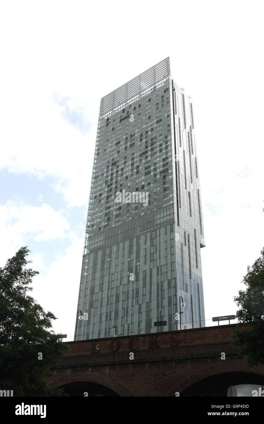 The Beetham Tower, the UK's tallest residential building, under construction in Manchester. Stock Photo