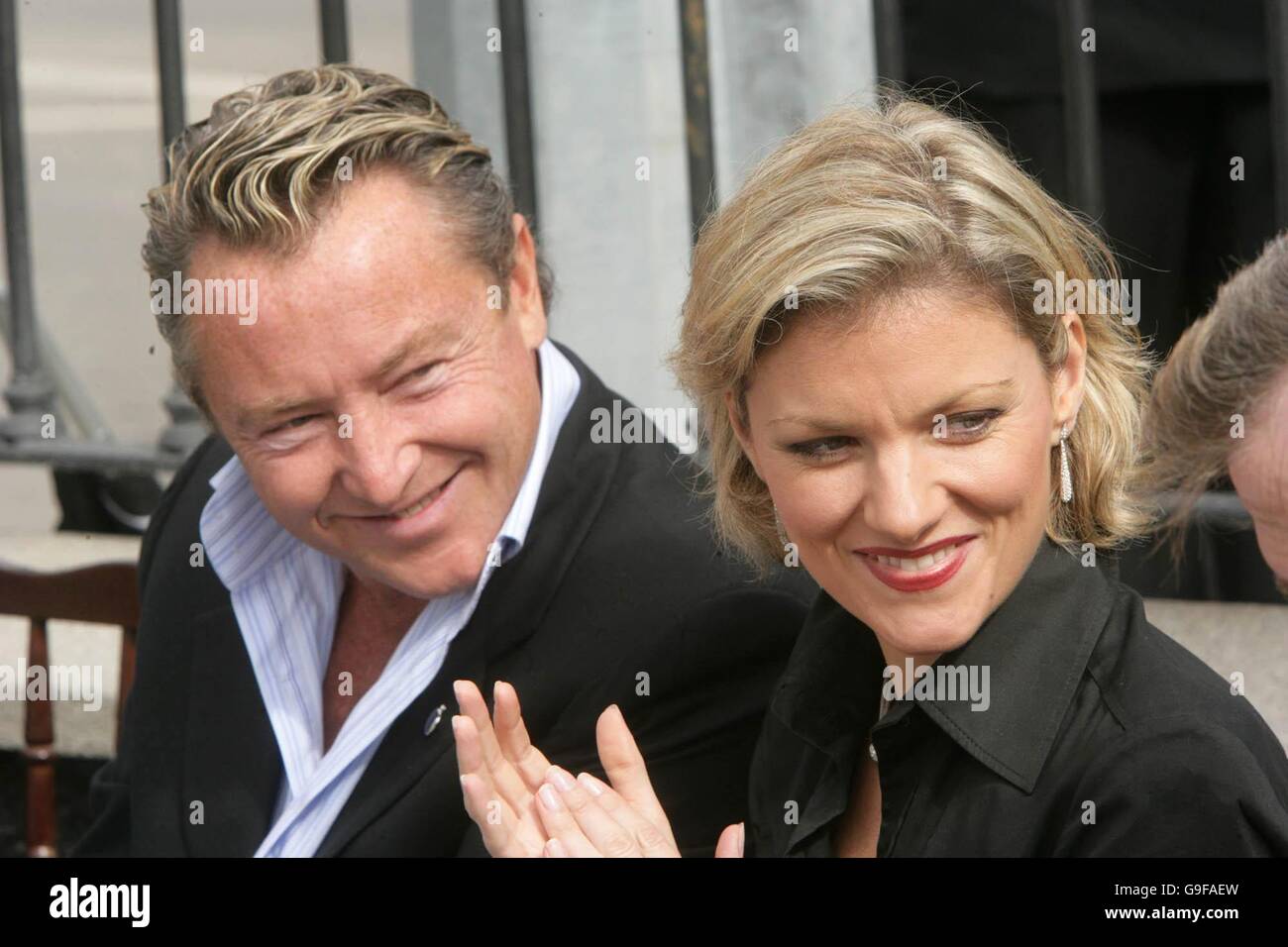 Irish dancer Michael Flatley with his girlfriend Niamh O'Brien, before meeting New York's Mayor Michael Bloomberg at the unveiling of a monument to the Fighting 69th Regiment in Ballymote, County Sligo, today. Stock Photo