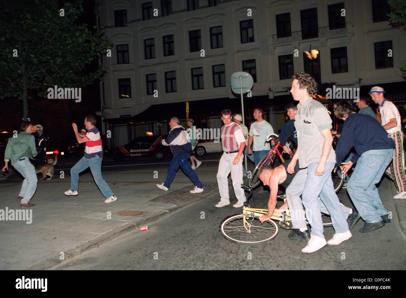 EUROPEAN CHAMPIONSHIPS SOCCER. HOOLIGANS RIOT IN MALMO CENTRE Stock