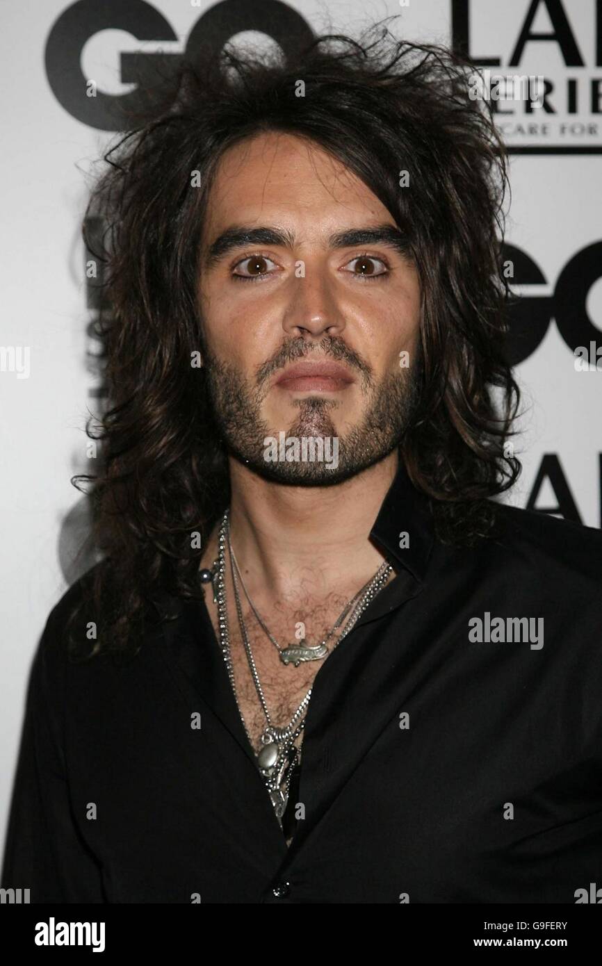Russell brand arrives gq men year awards royal opera house hi-res stock