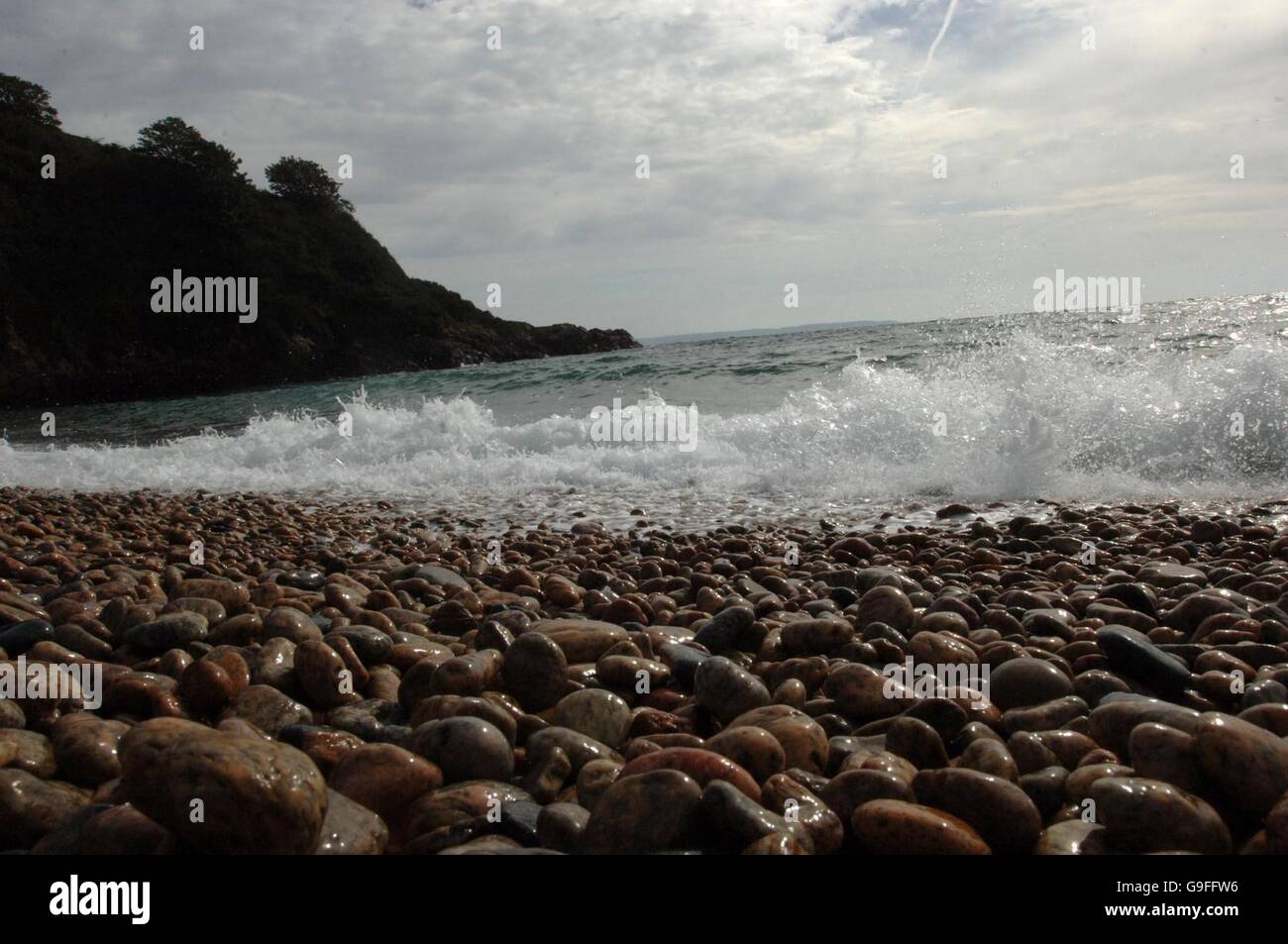 More evidence of 'miracle survivor' diver's lies. A general view of Fermain Bay in Guernsey. Stock Photo