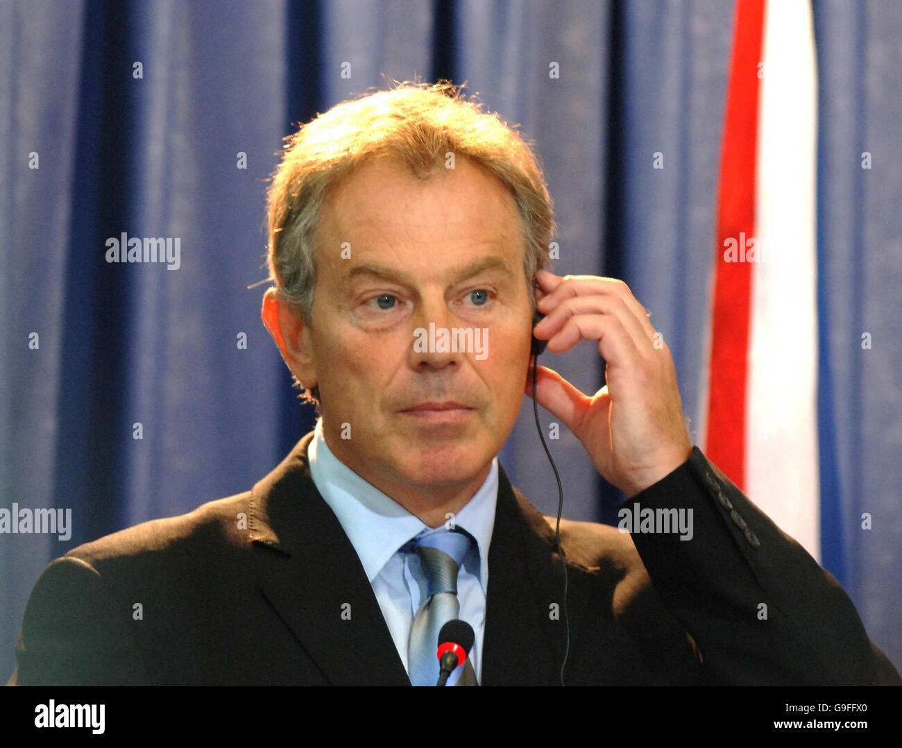 British Prime Minister Tony Blair during the joint Press Conference