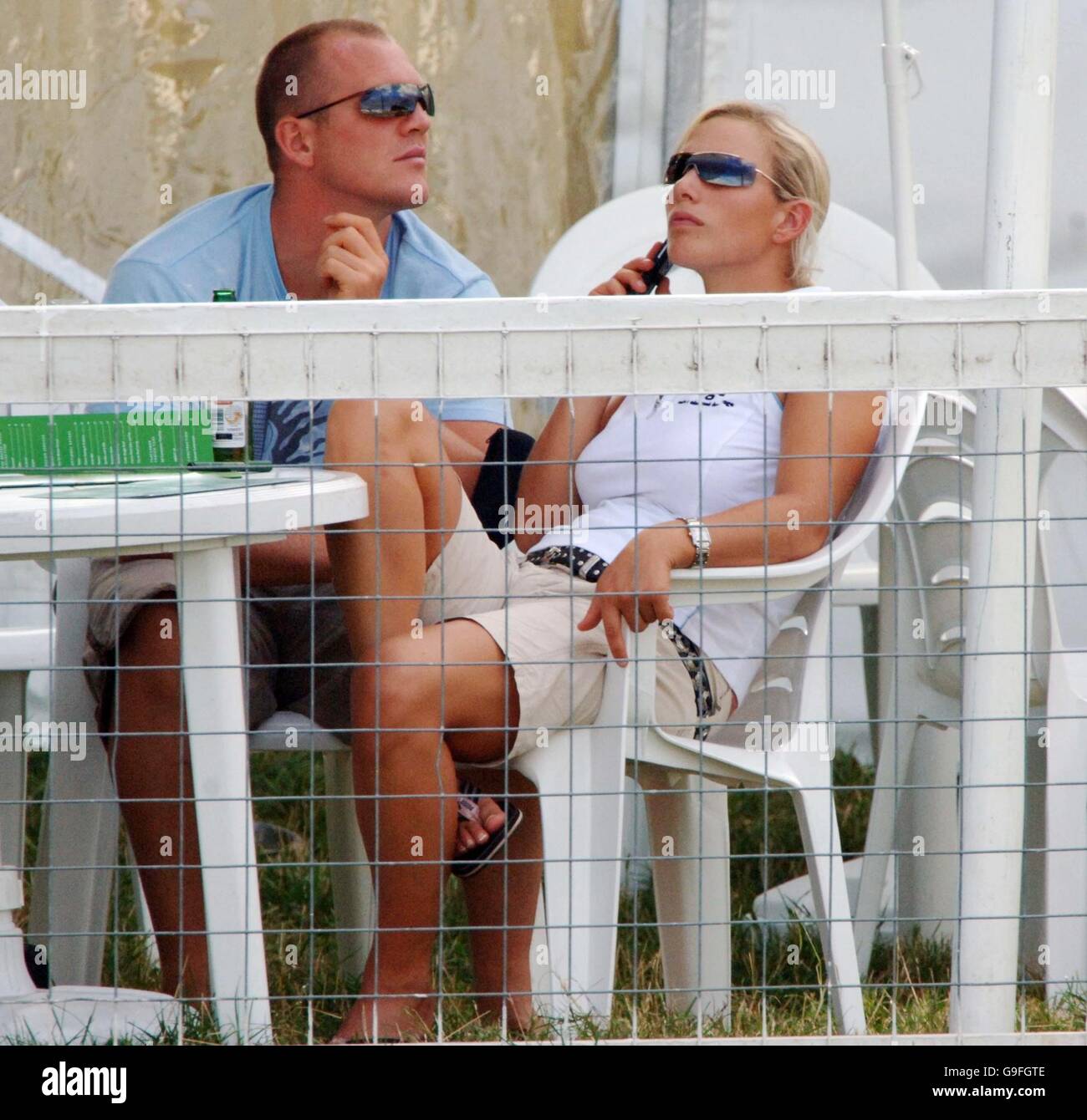 Zara Phillips and Mike Tindall relax during the Festival of British  Eventing at Gatcombe Park, Gloucestershire Stock Photo - Alamy
