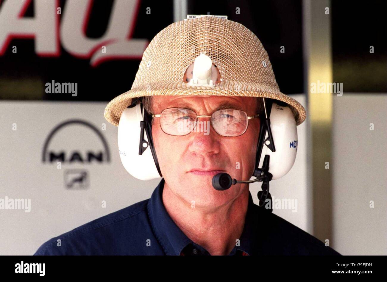 Pith helmet humour head shot f1 hi-res stock photography and images - Alamy
