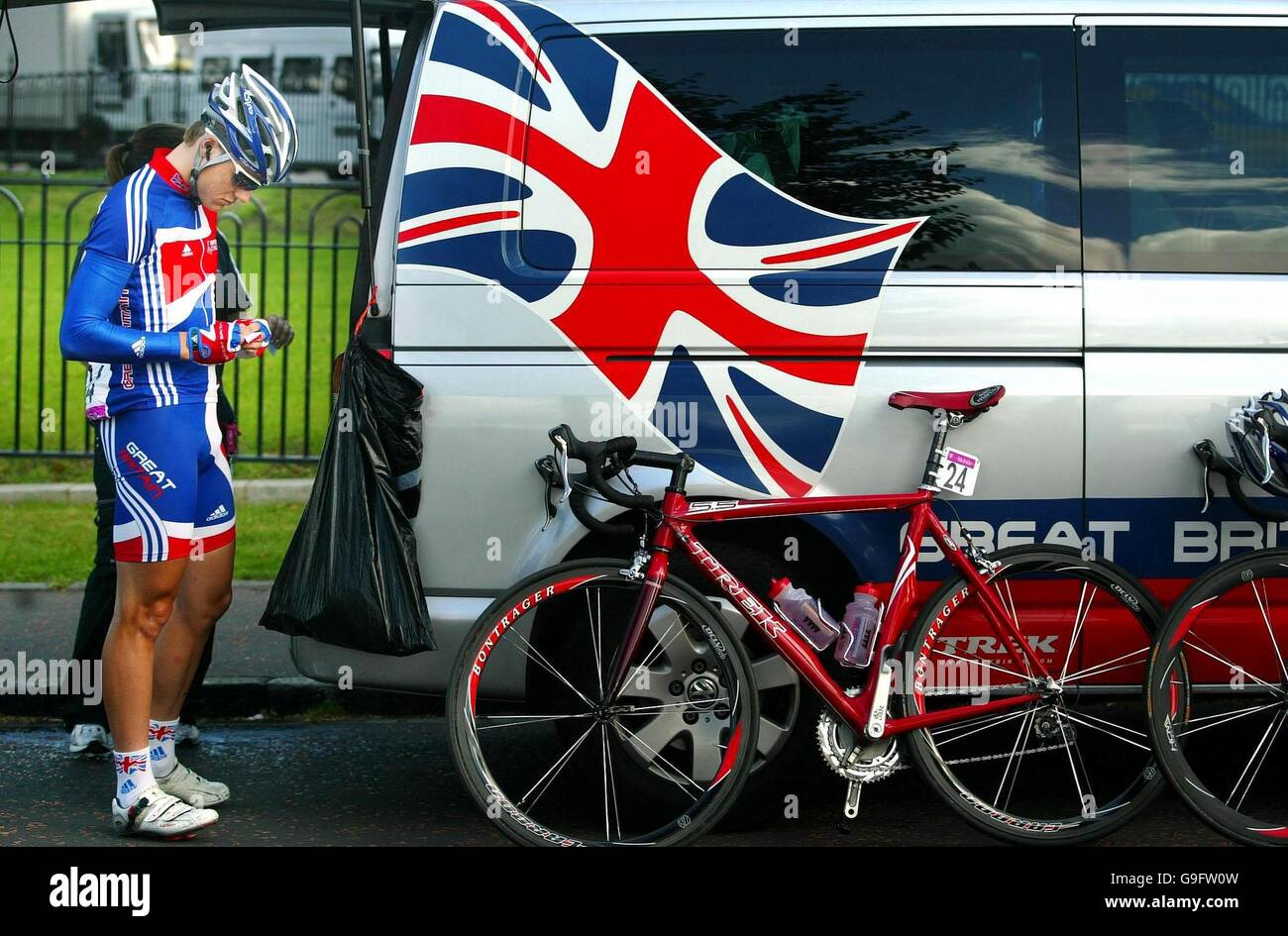 Riders at the start of the Tour of Britain in Glasgow. Stock Photo