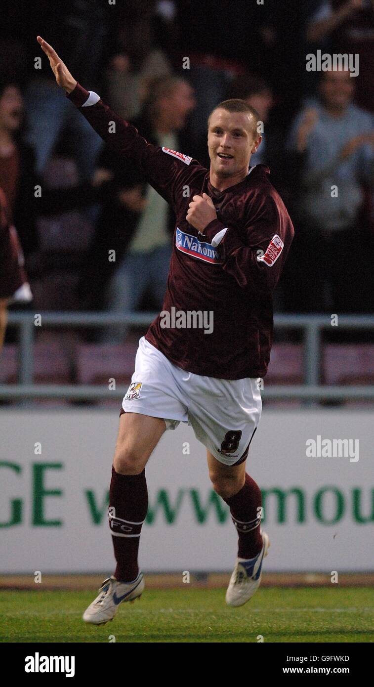 Northampton towns andy kirk celebrates his goal hires stock
