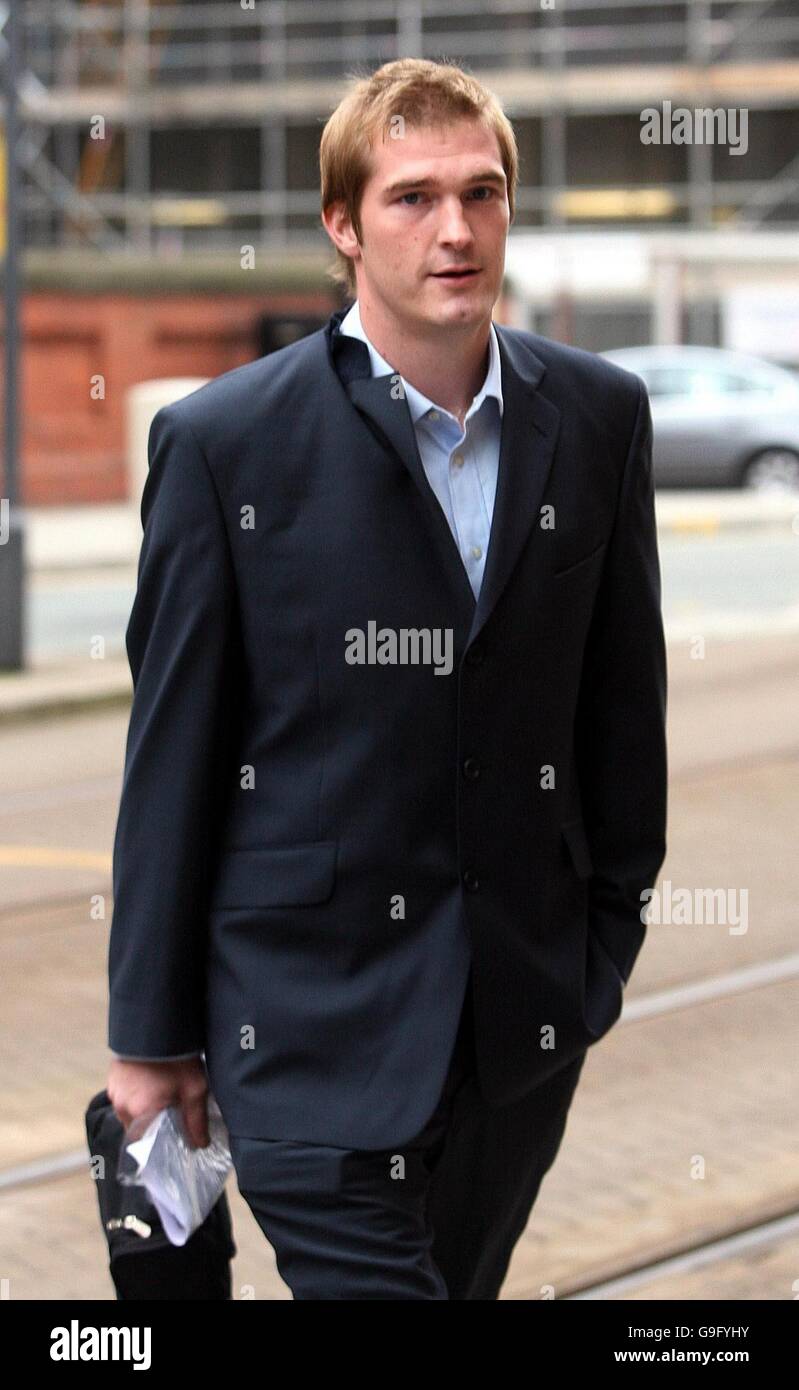 Railway worker Craig Moore arrives at Minshall Street Crown Court, Manchester for sentence after blowing up a speed camera that had flashed him driving over the speed limit. Stock Photo