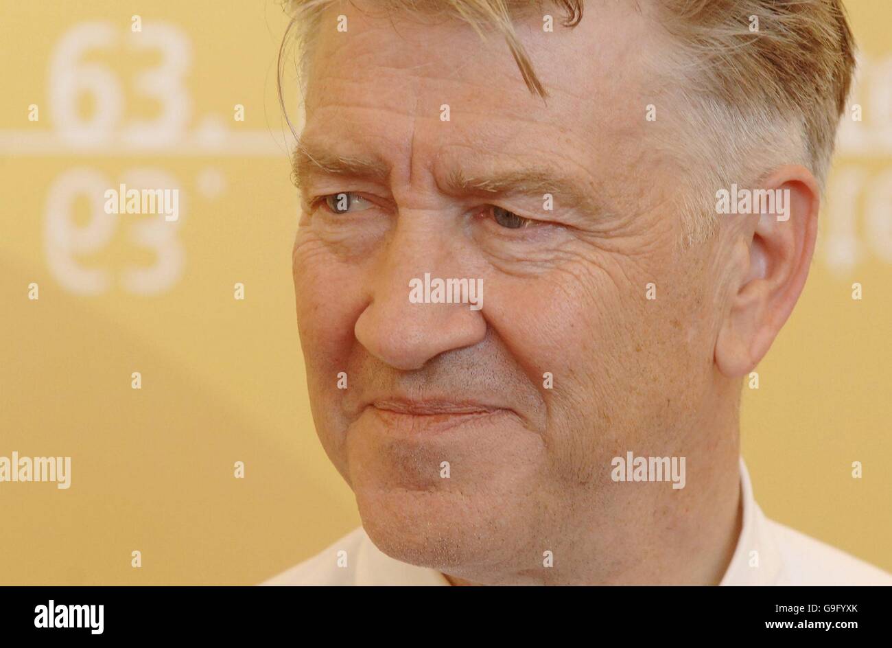 AP OUT David Lynch attends a photocall for his new film Inland Empire at the Palazzo del Casino, Venice, Italy during the 63rd Venice Film Festival. Stock Photo