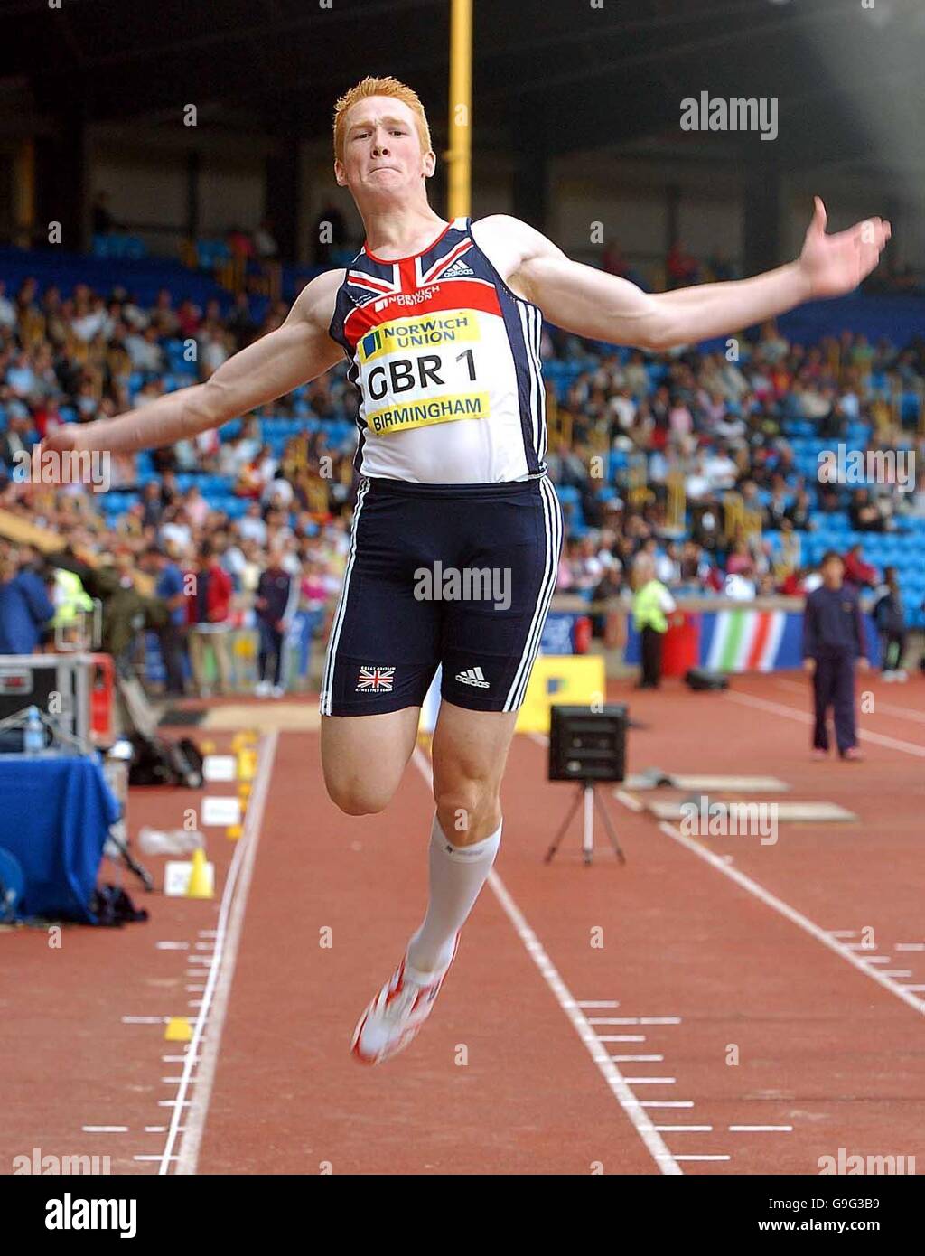 Great Britain's Greg Rutherford finishes second in the Long Jump during ...