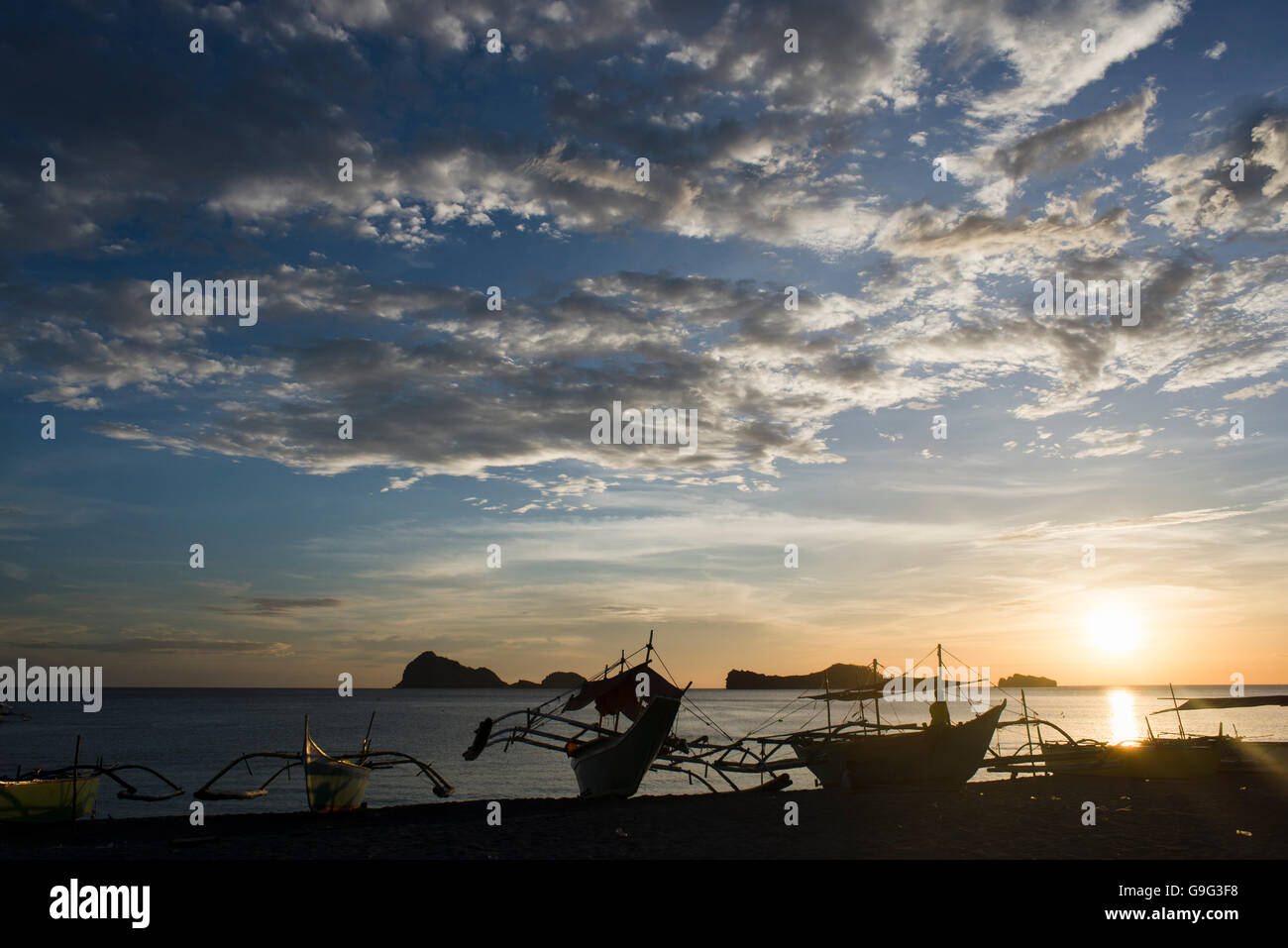 Sunset at Pundaquit Beach, Zambales, Philippines Stock Photo