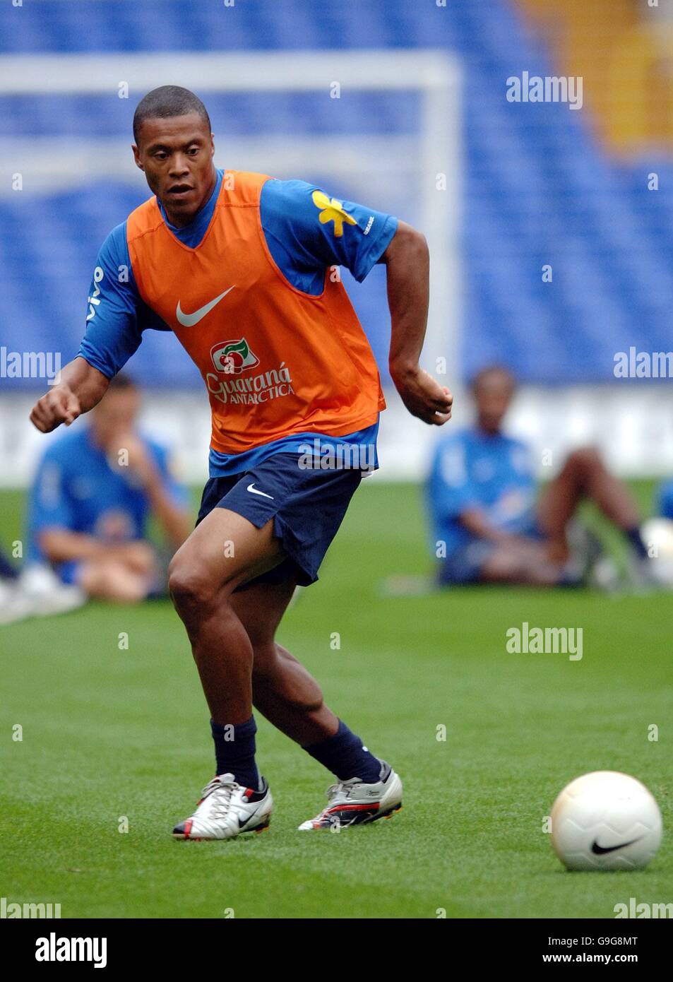 Brazilian footballer and new Arsenal signing Julio Baptista during a training session at White Hart Lane, London. Stock Photo