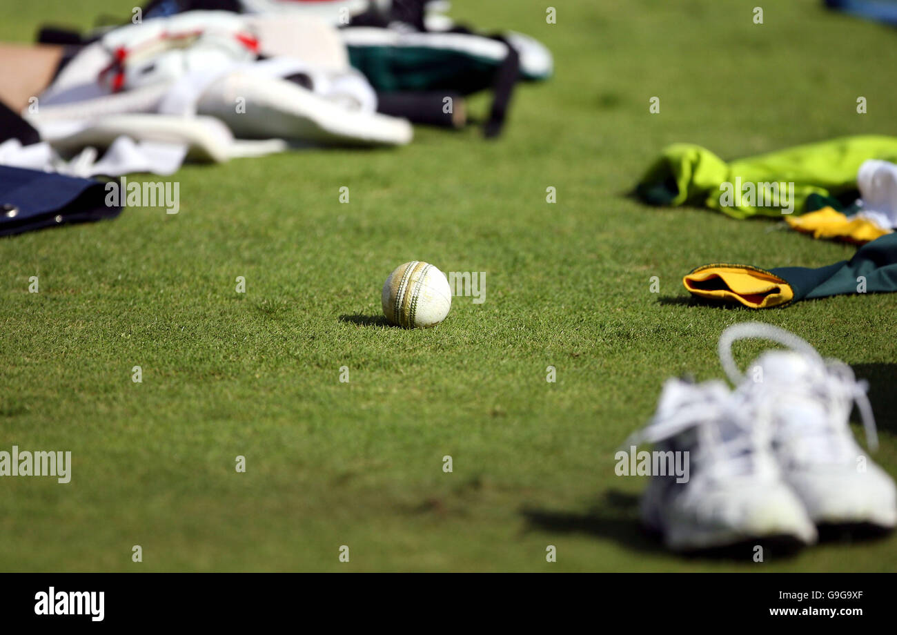 A cricket ball in the middle of the pakistan kit hires stock