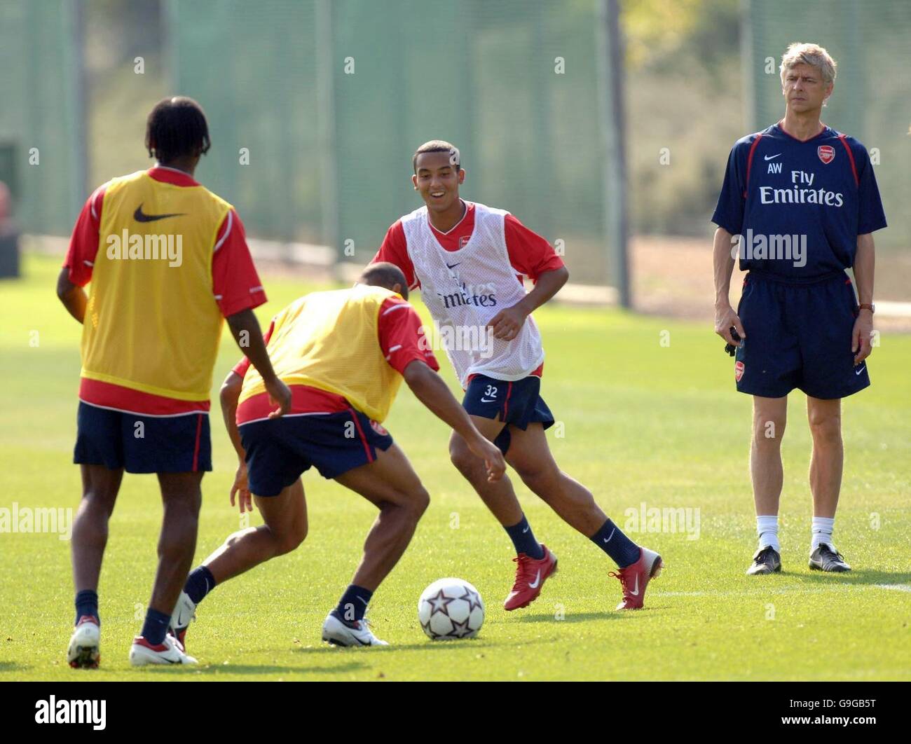 Arsenal manager watches during training hi-res stock photography and ...