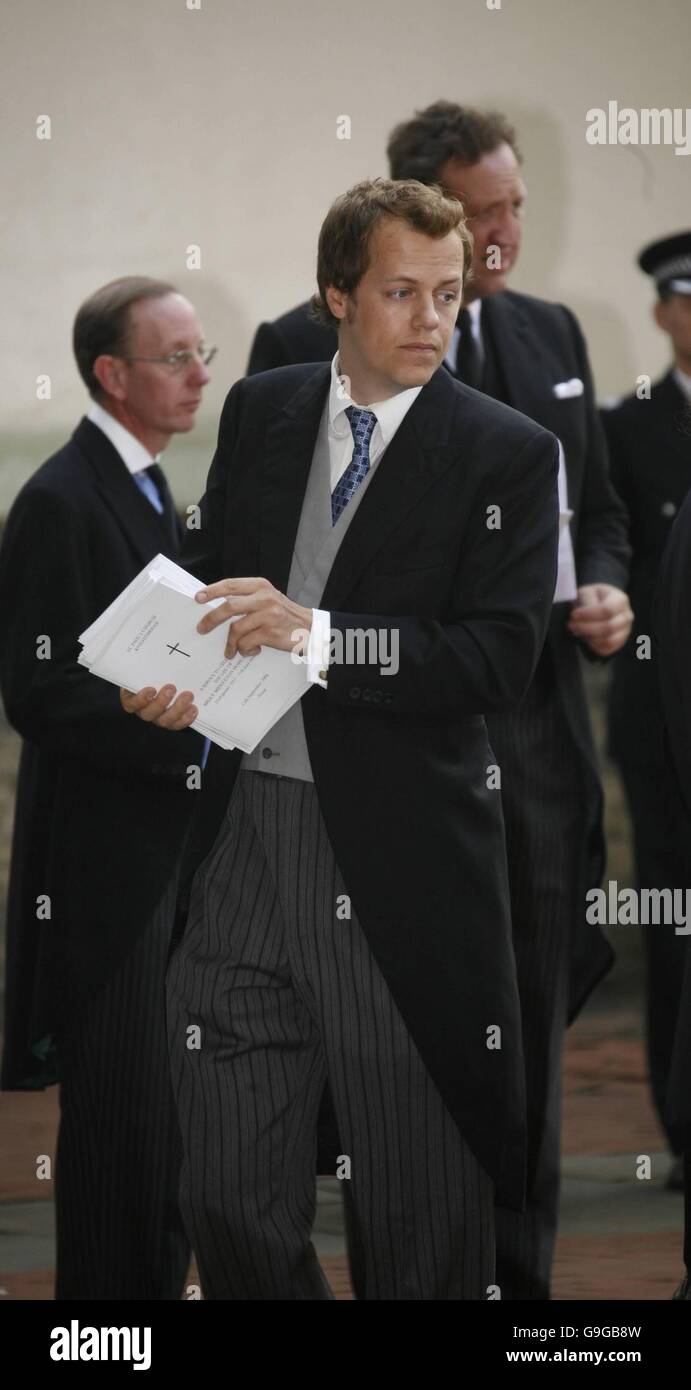 Tom Parker Bowles ushers at the private Memorial Service in honour of Major Bruce Shand the Duchess of Cornwall's late father at St Paul's Church, Knightsbridge in central London. Stock Photo