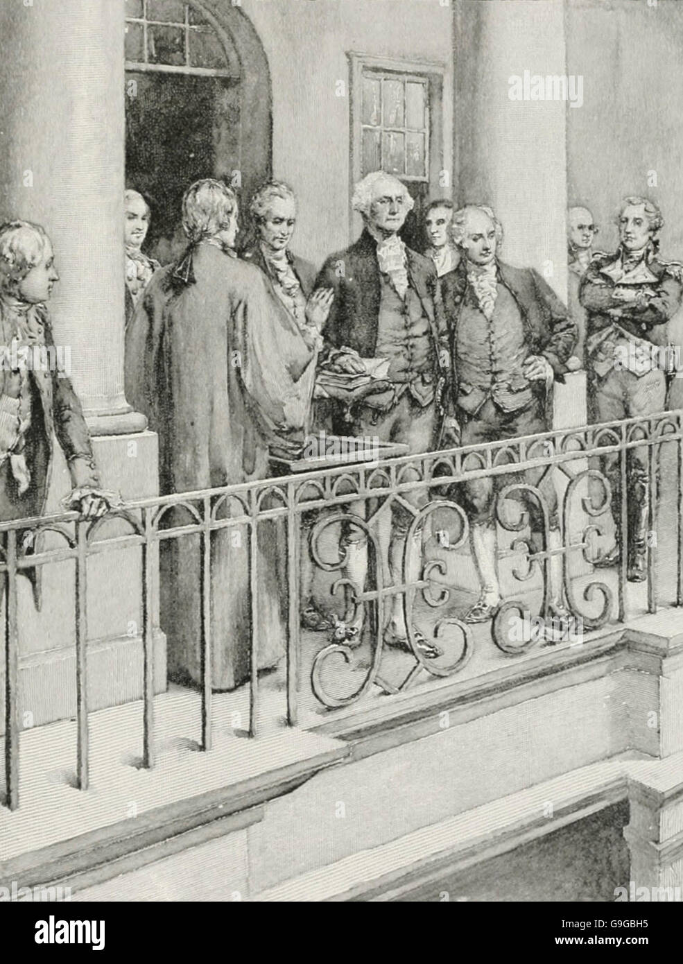 George Washington taking the oath as President, New York City, 1789
