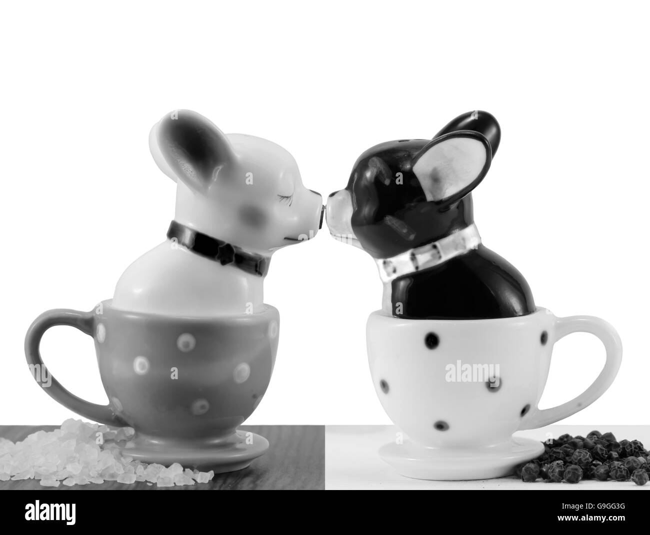 Salt and pepper shakers french bulldog Stock Photo
