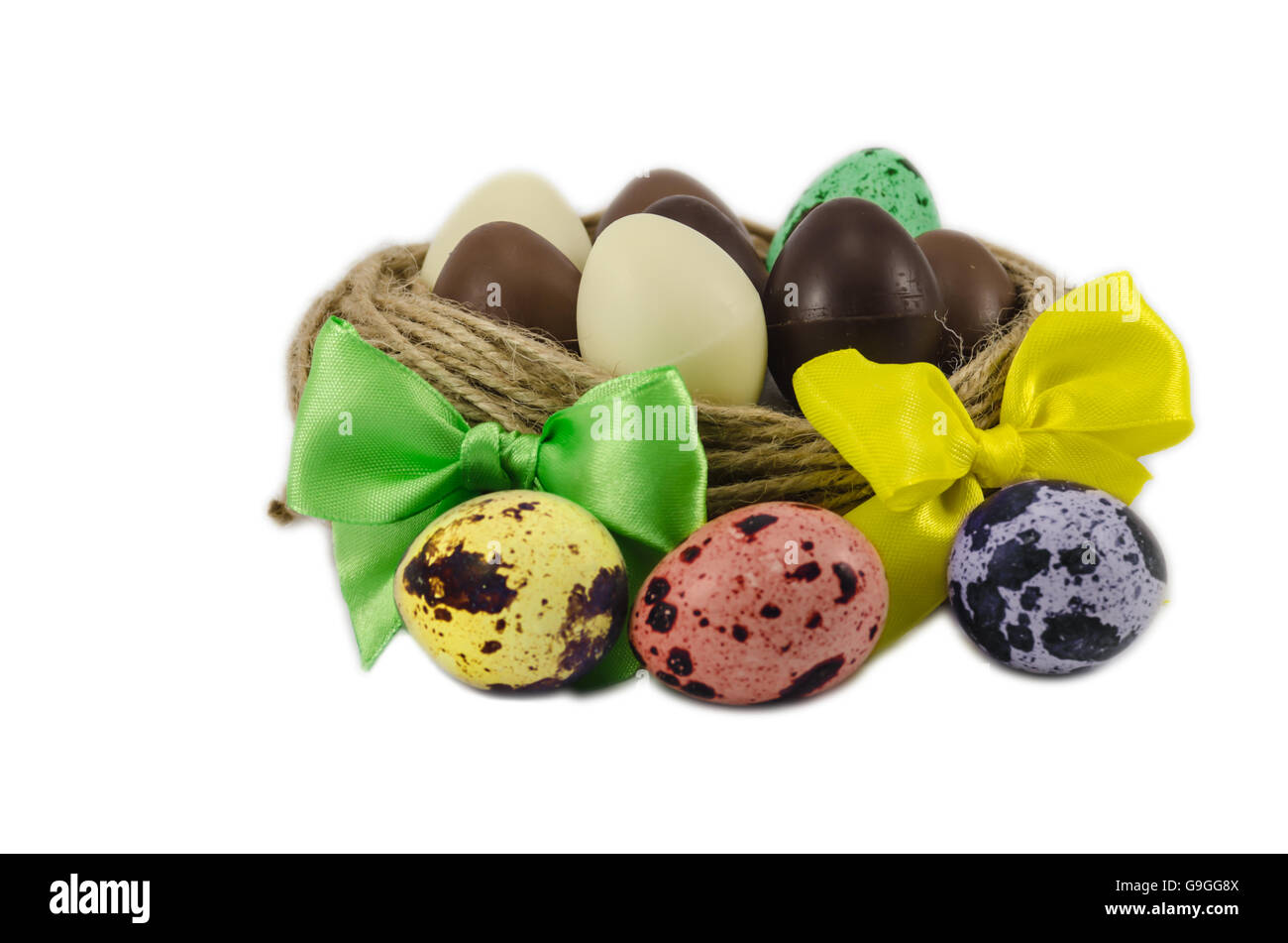 Nest with eggs isolated on white Stock Photo - Alamy