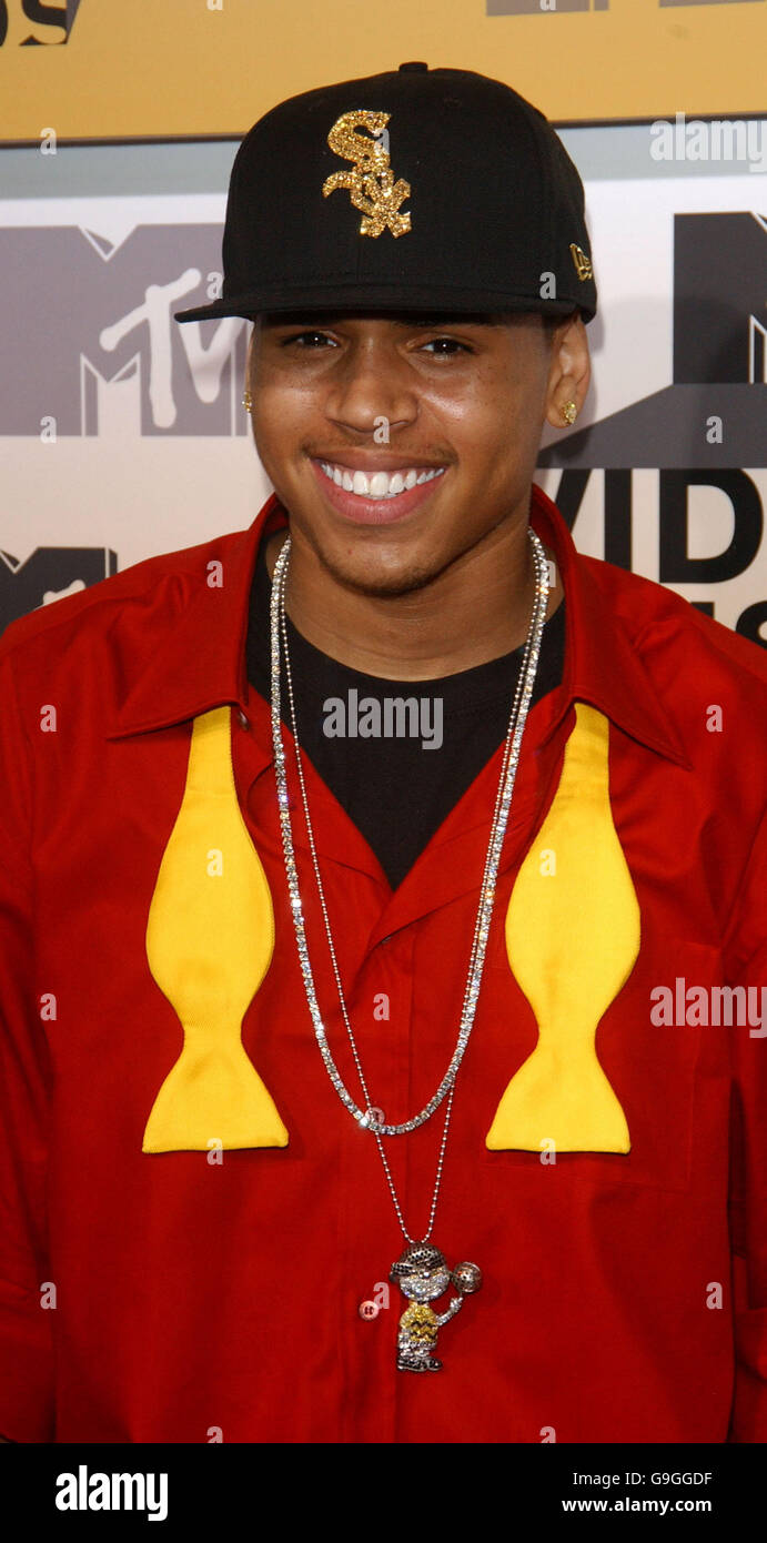 Chris Brown arrives at the MTV Video Music Awards 31st August 2006 at Radio City, New York. Stock Photo