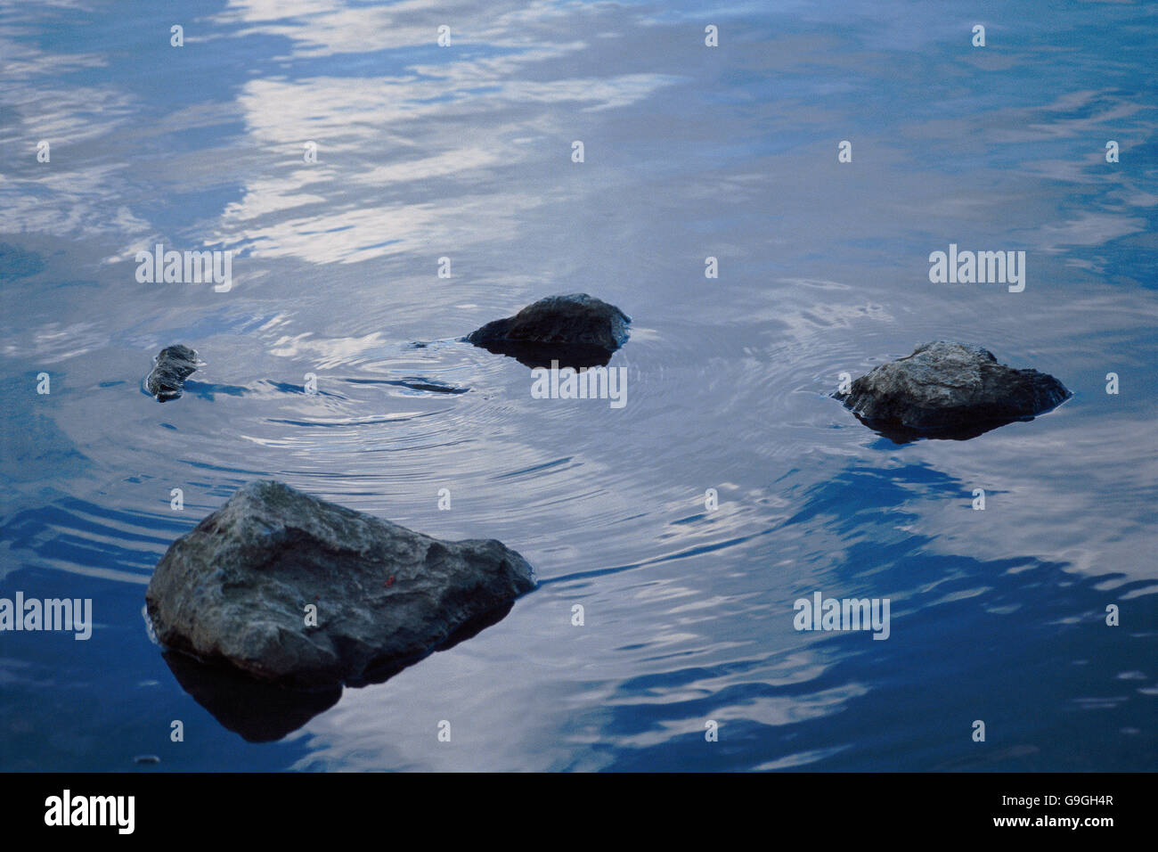 Water gently rippling around rocks IN A LAKE Stock Photo - Alamy