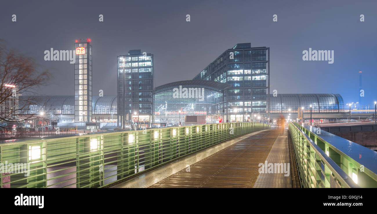 Berlin, Germany. View of the Main Train Station at Night Stock Photo