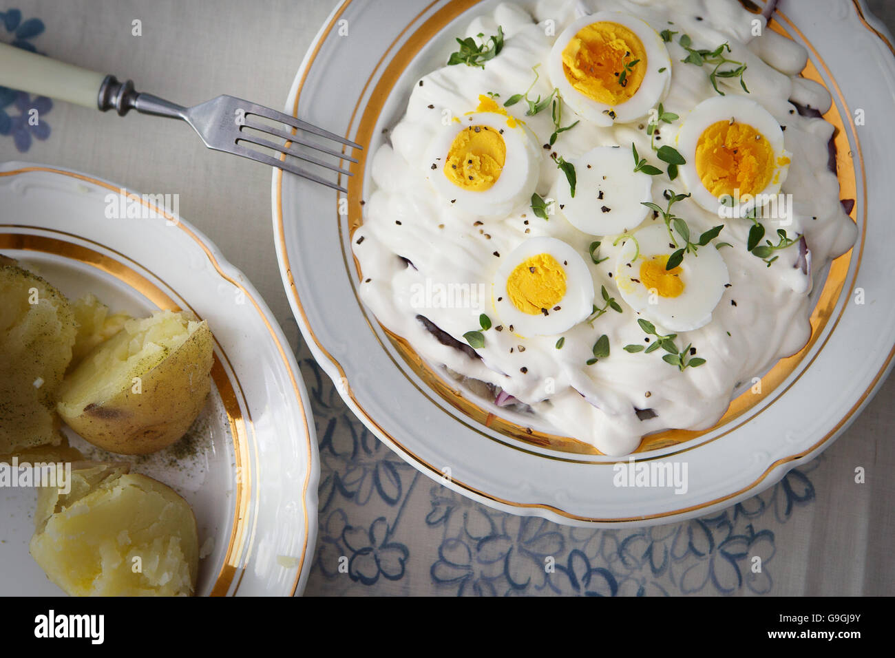 Herring salad with potatoes Stock Photo Alamy