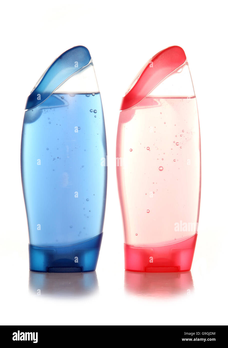 His and hers shower gel cutout Stock Photo Alamy