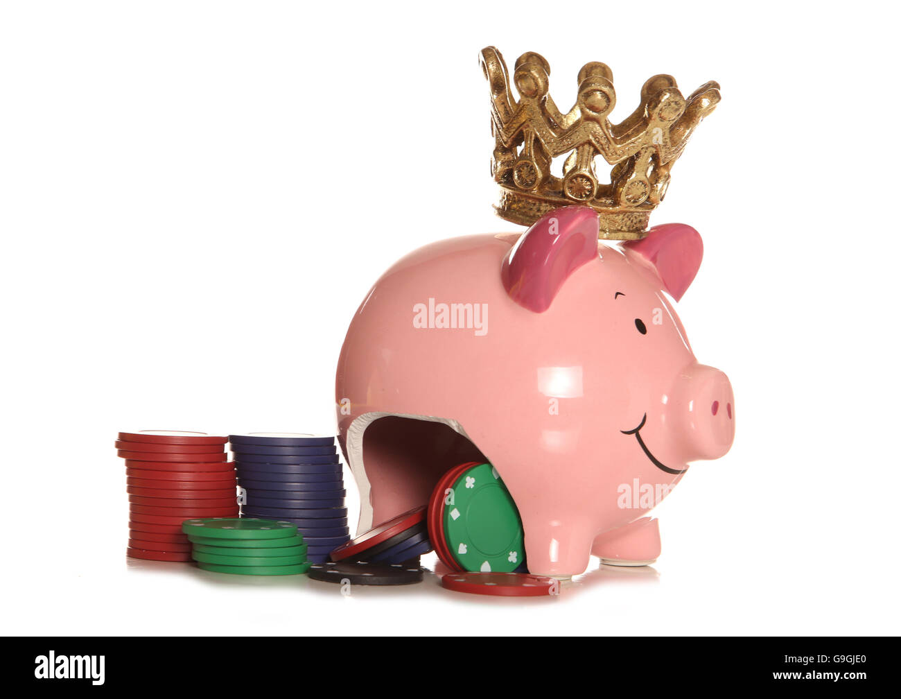 king of poker piggy bank cutout Stock Photo