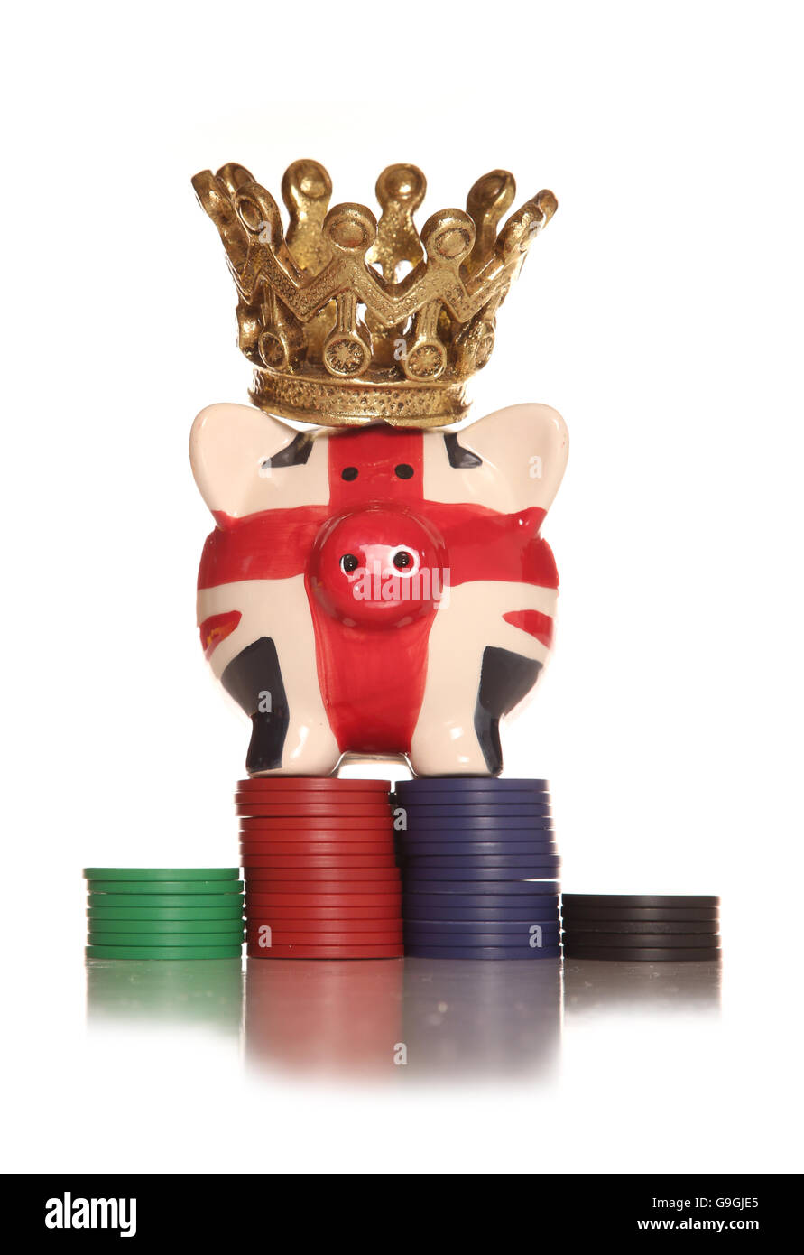 Gambling on Britains future piggy bank cutout Stock Photo