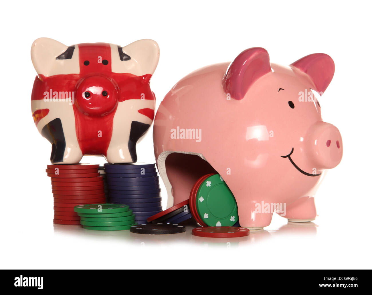 Gambling in Britain piggybank cutout Stock Photo