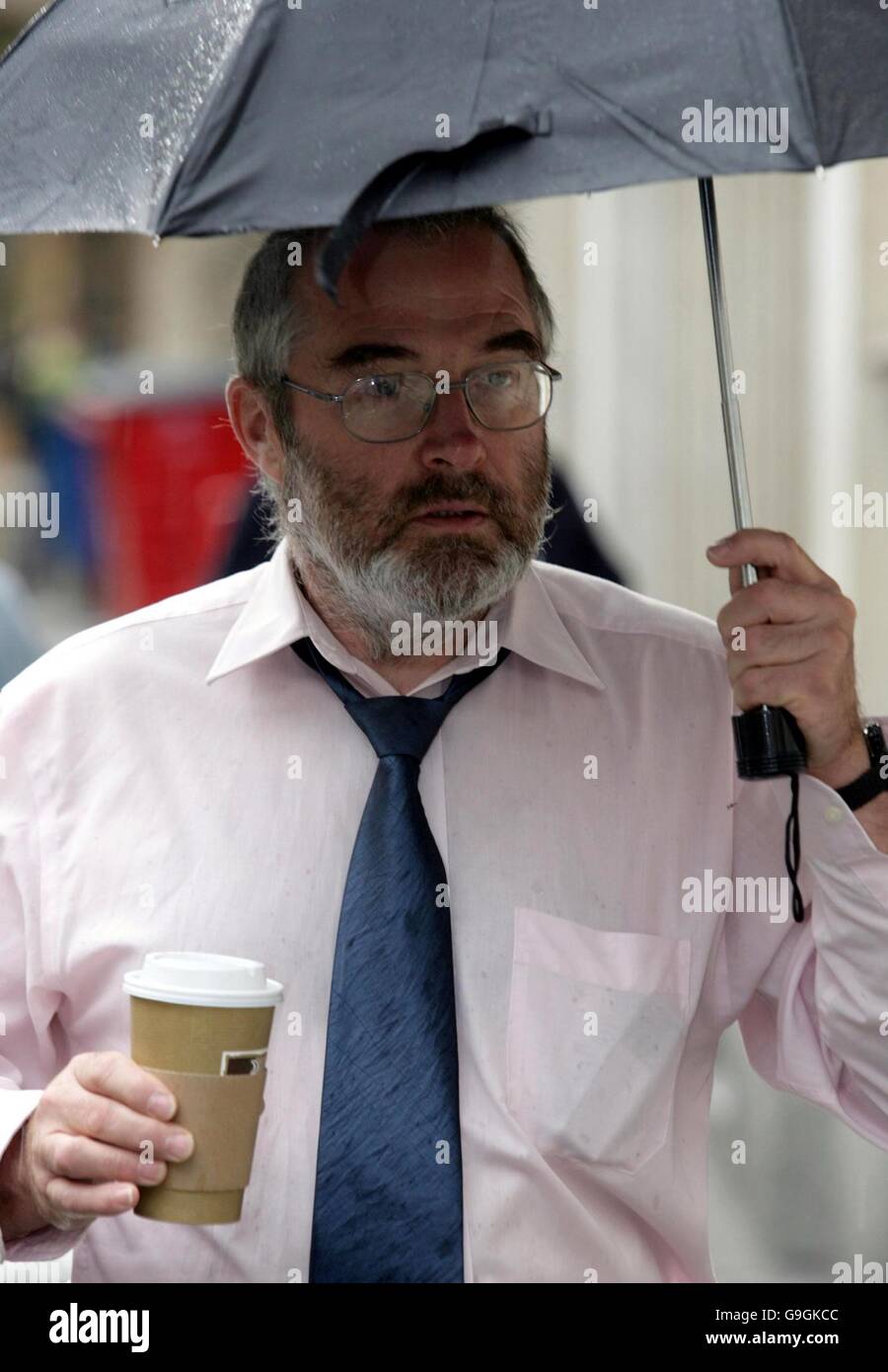 Paul Milling, who is accused of sabotaging military equipment at RAF Fairford, Gloucestershire, arrives at Bristol Crown Court to hear the jury's verdict on his trial. Stock Photo