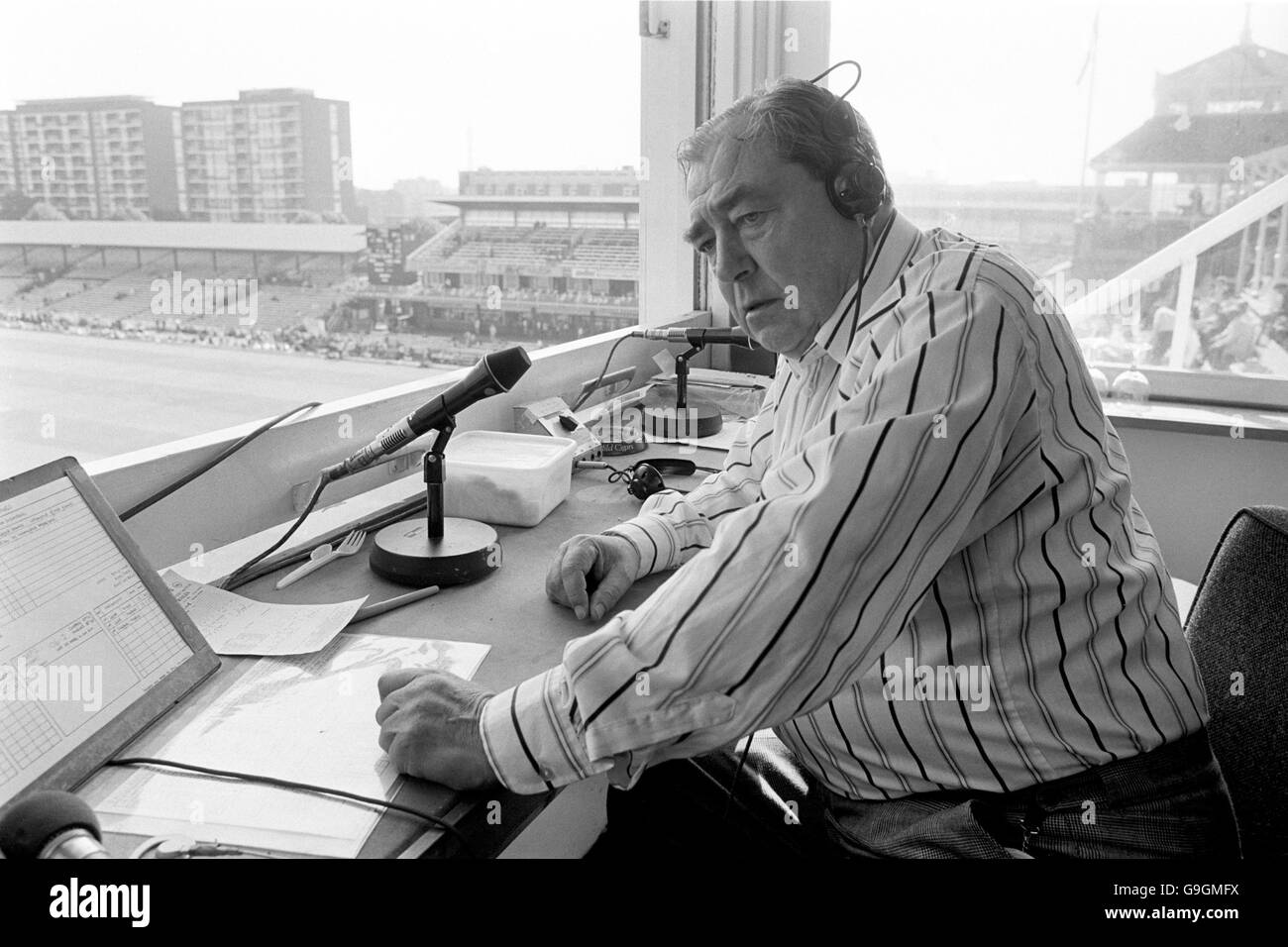 Cricket - The Centenary Test - England v Australia - Day Five - Lord's. BBC Radio commentator John Arlott pictured during the last day of his final commentary Stock Photo