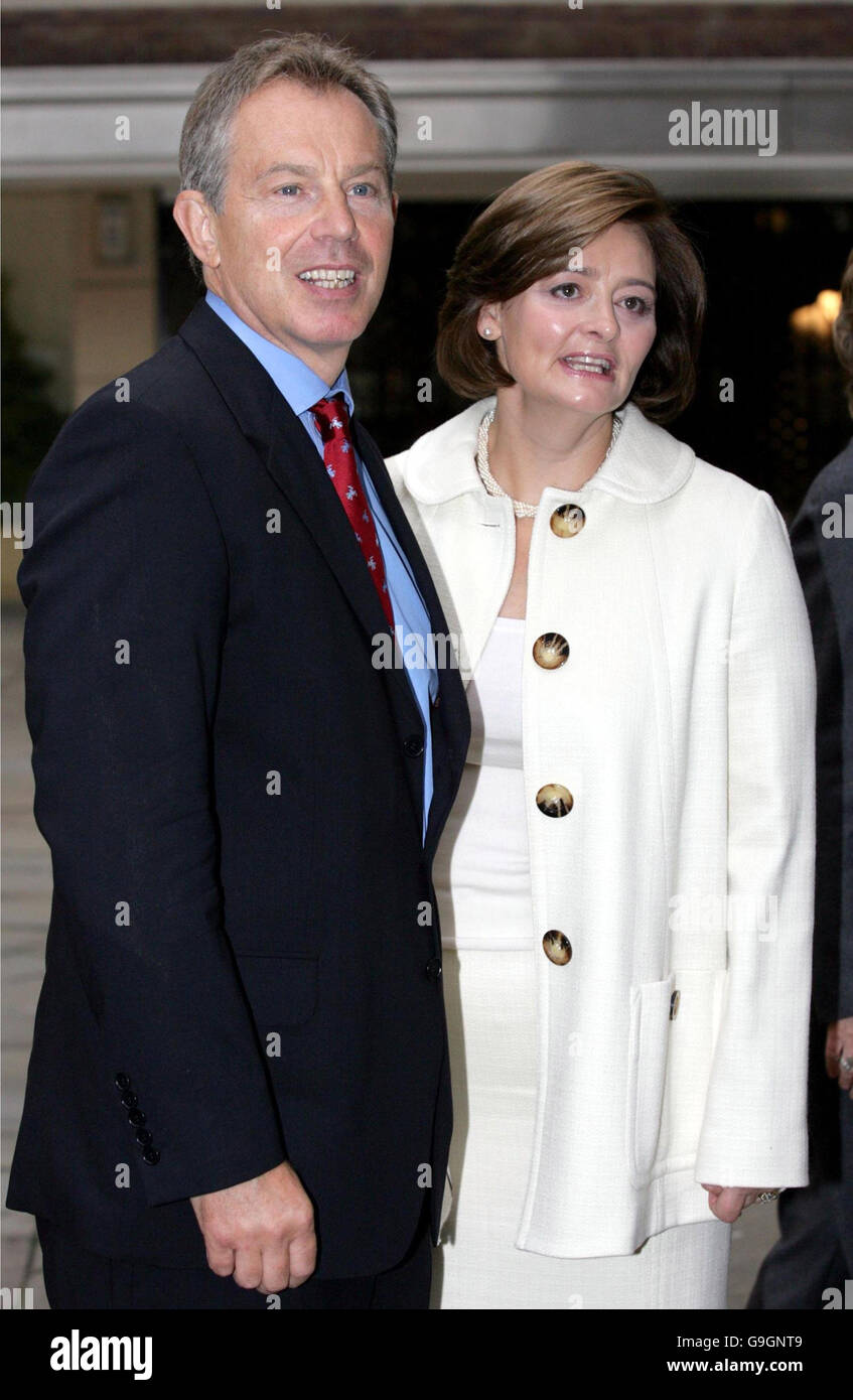 Britian's Prime Minister Tony Blair and his wife Cherie arrive at St