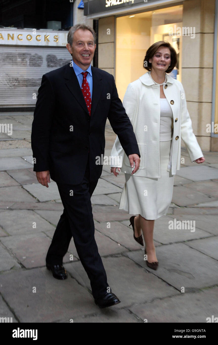 Britian's Prime Minister Tony Blair and his wife Cherie arrive at St