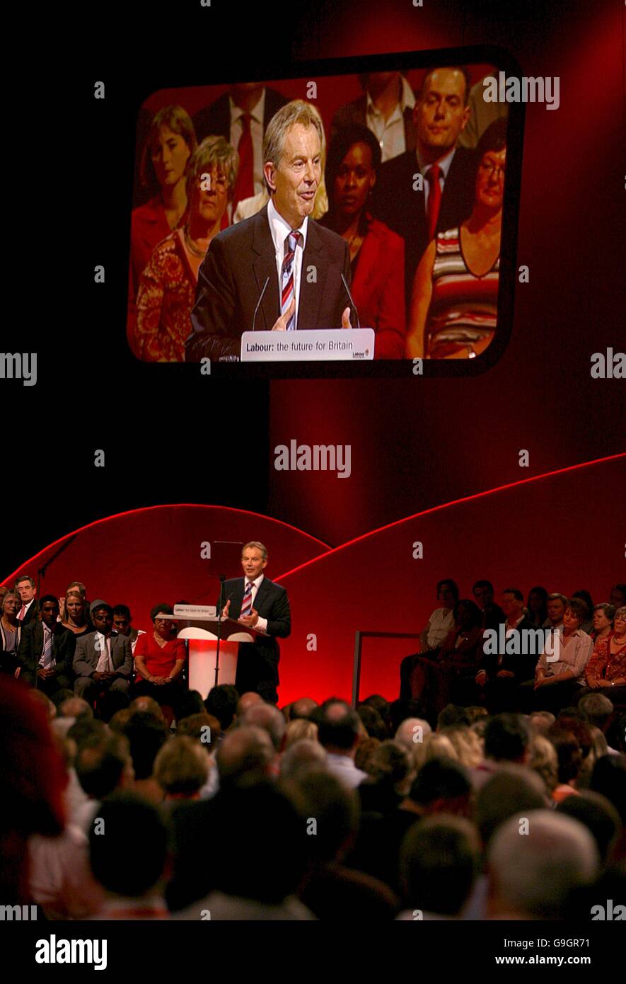 Prime Minister Tony Blair makes his speech to the Labour Party