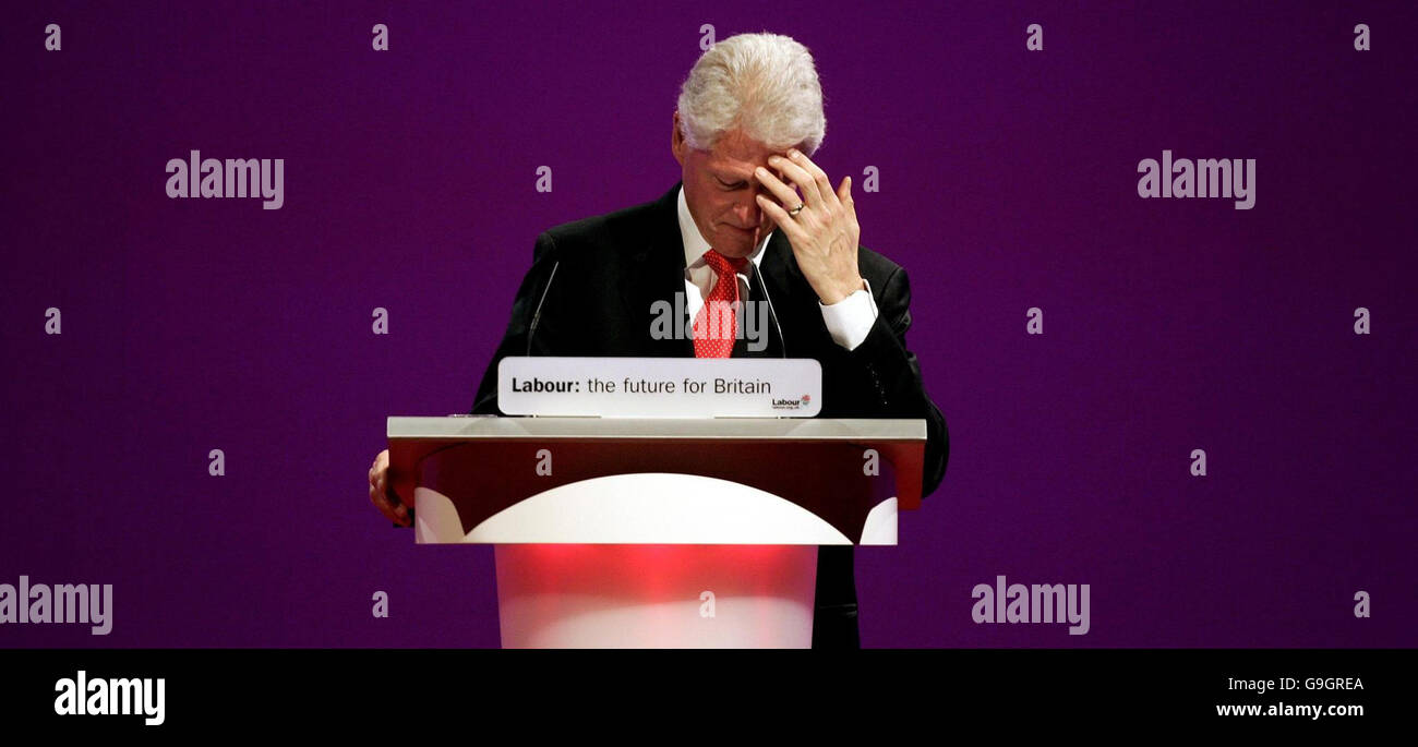 Former US President Bill Clinton speaking at the Labour Party ...