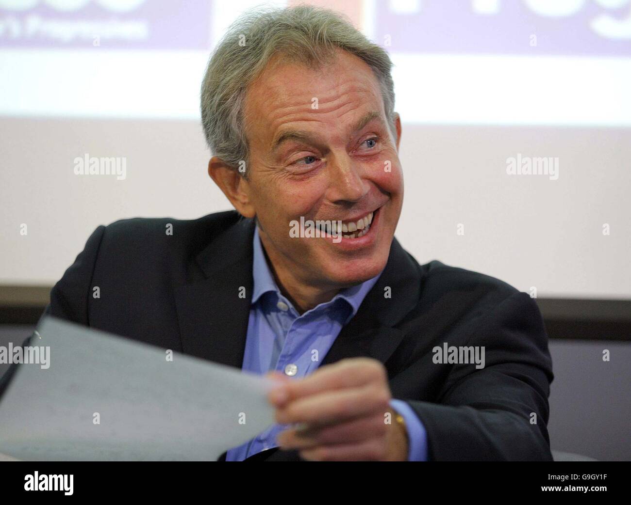 Blair address thinktank Progress conference Stock Photo - Alamy