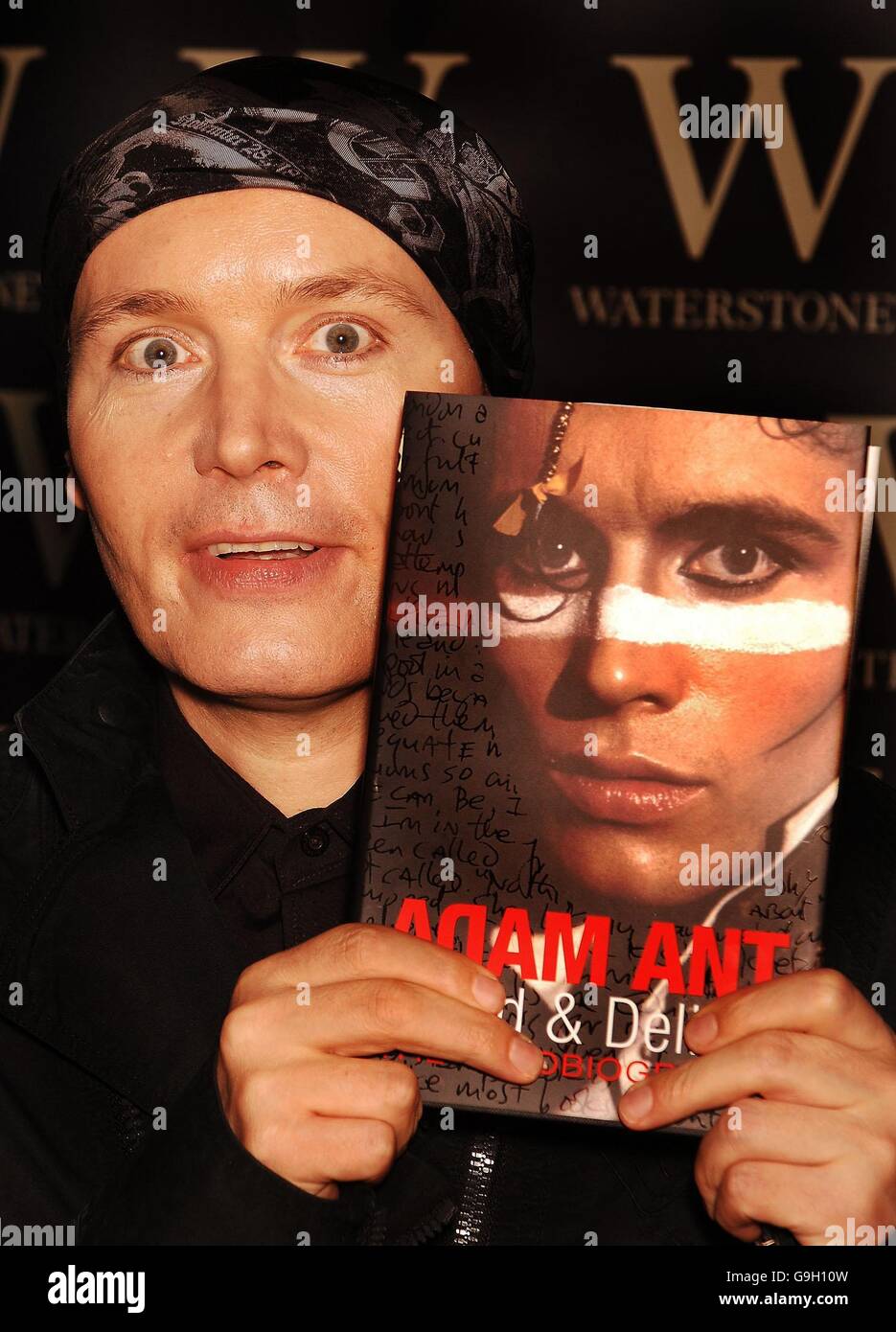 80s pop star Adam Ant with a copy of his book 'Stand and Deliver', at a  booksigning at Waterstones book shop in Piccadilly, central London Stock  Photo - Alamy