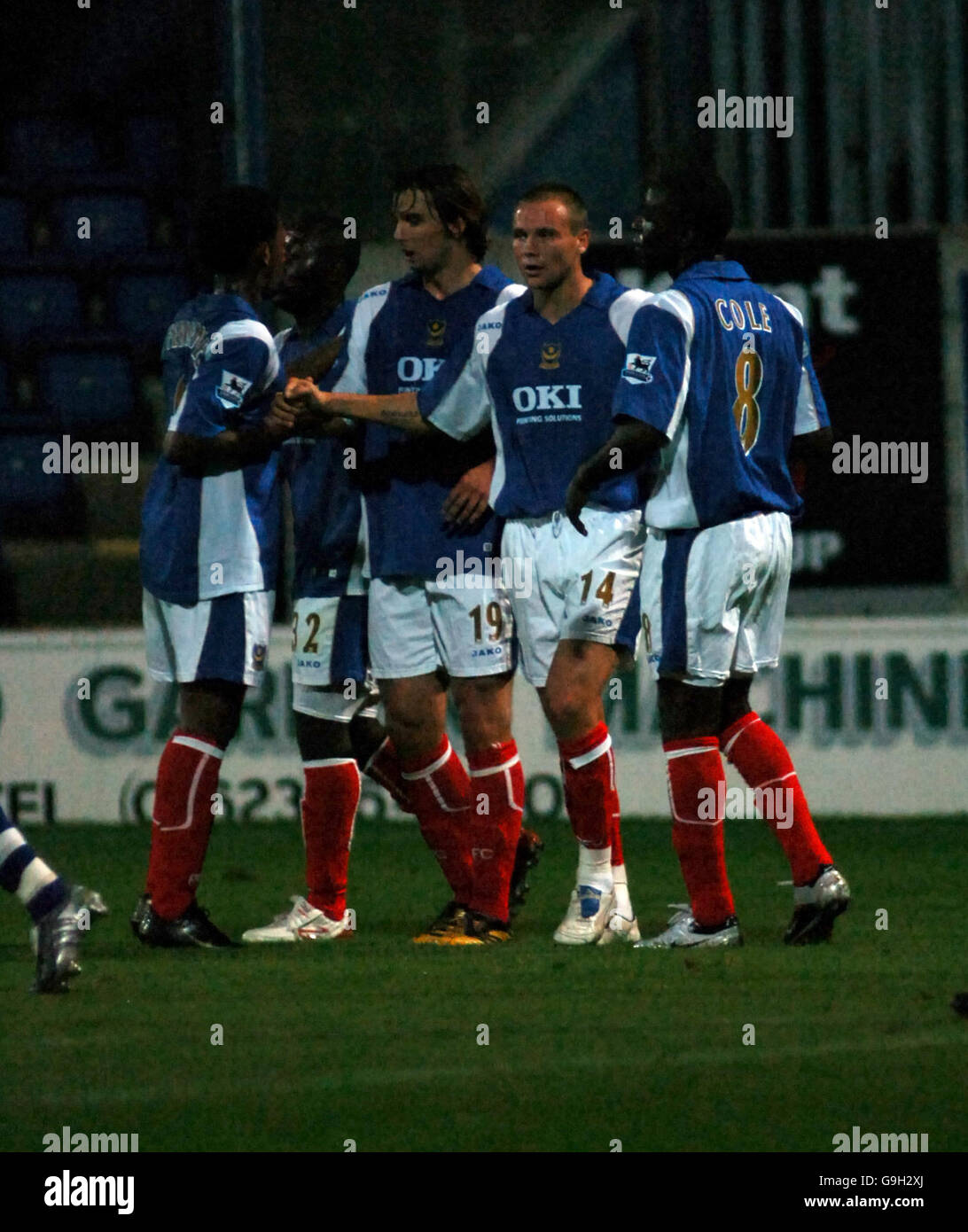 Soccer - Carling Cup - Second Round - Mansfield Town v Portsmouth - Field Mill. Portsmouth players celebrate Matt Taylor goal Stock Photo