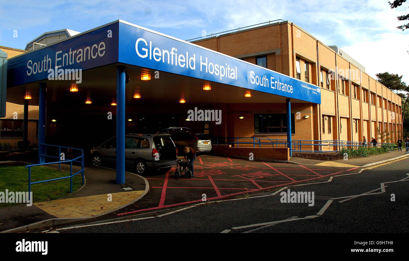 General view of the Glenfield Hospital one of the three hospitals where