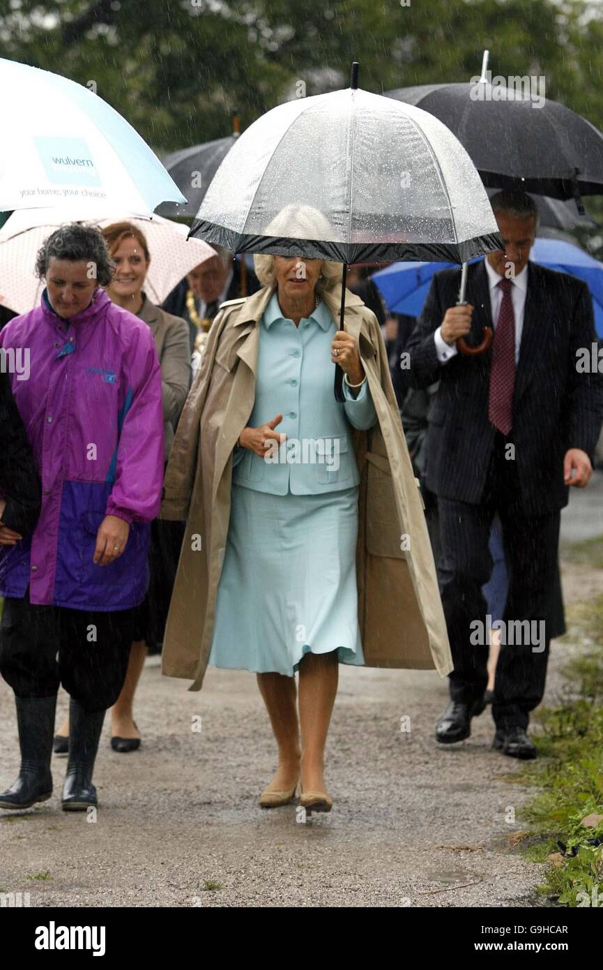 The Duchess of Cornwall during a visit to Brookhouse Urban Garden Scheme, a group of allotments in the middle of an urban housing estate in Crewe, Cheshire. Stock Photo