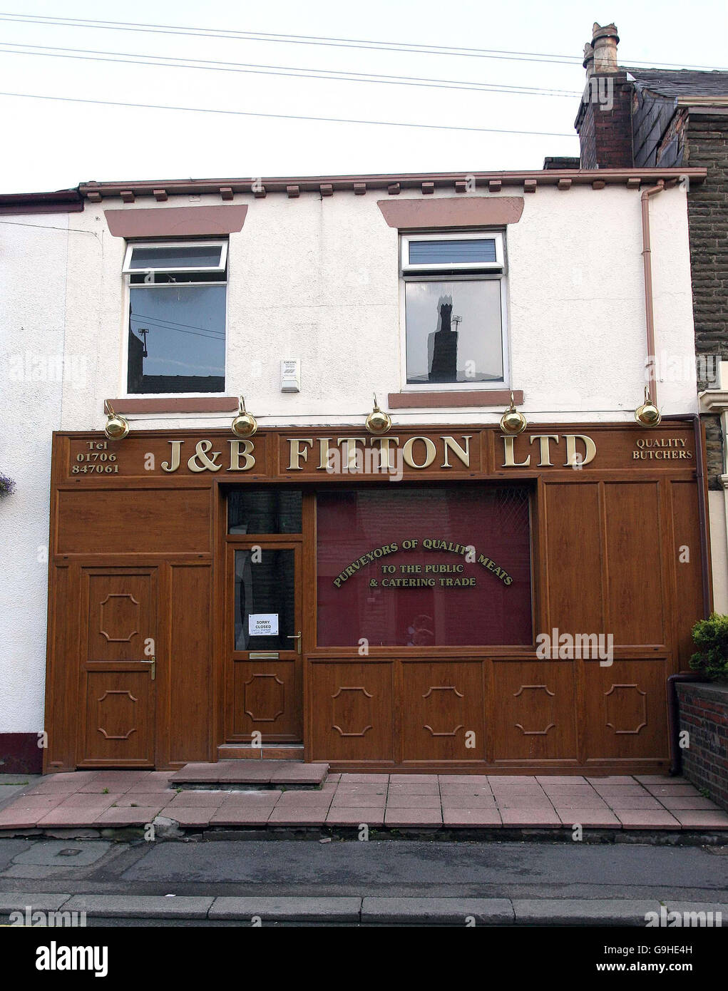 Butchers J&B Fitton Ltd in Shaw, Greater Manchester where a 15-year-old boy lost his arm after it was trapped in a mincer. Stock Photo