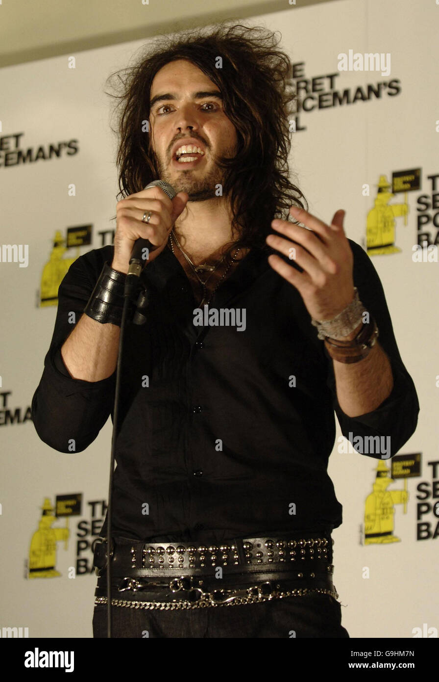 Russell Brand is photographed at The Secret Policeman's Ball concert - which launches Amnesty International's 'Protect The Human Week' - at The Royal Albert Hall in London. Stock Photo