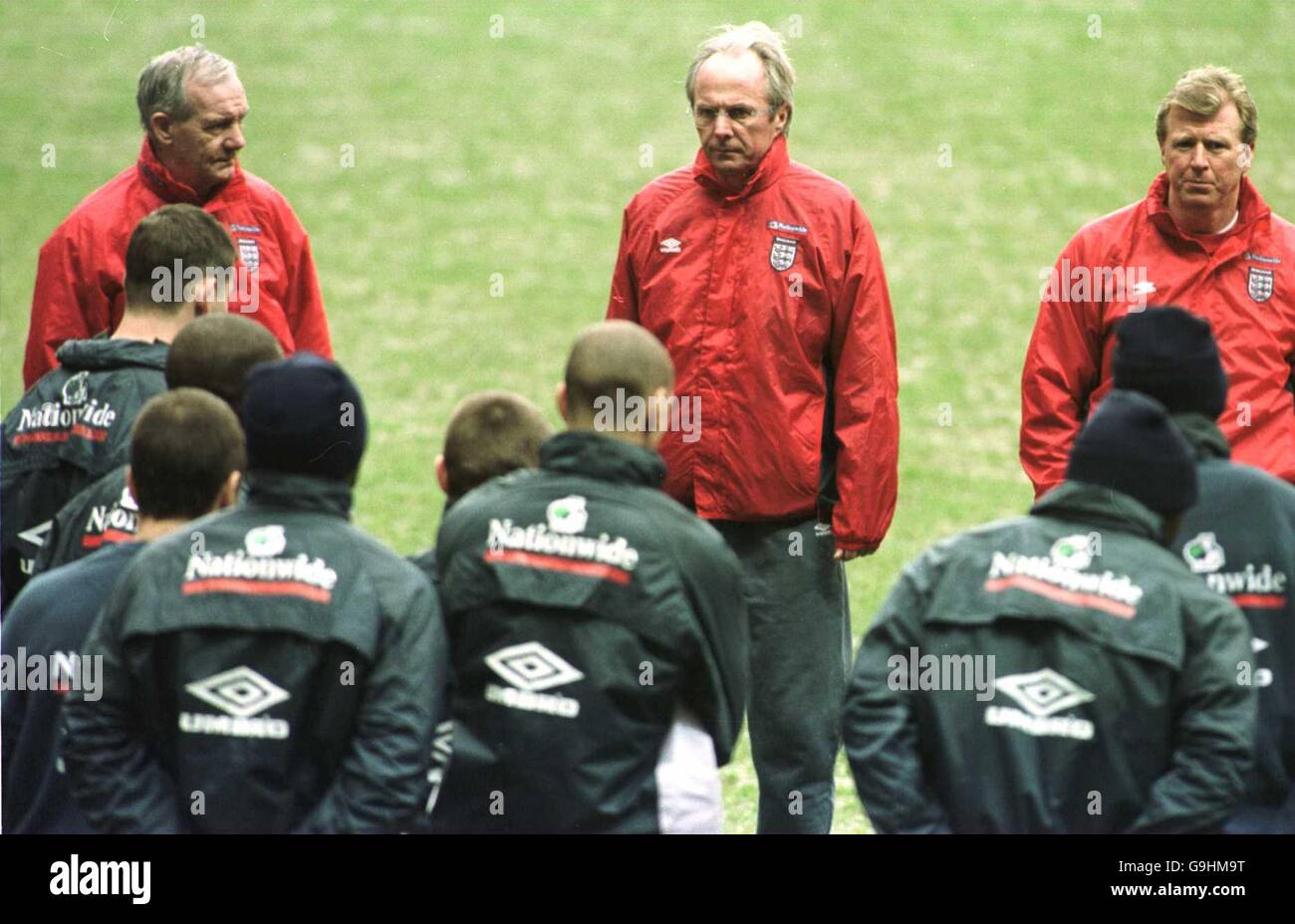 England Manager Sven Goran Eriksson watches his first training session ...