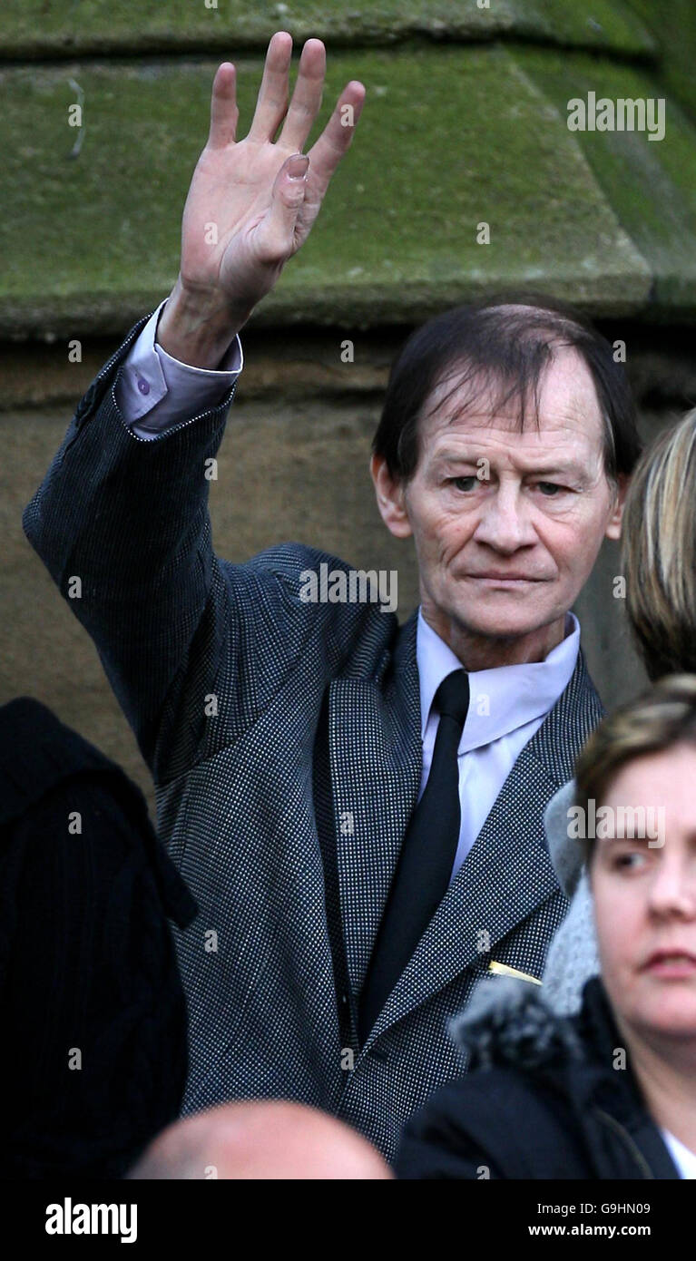 FUNERAL Hunter. Alex Higgins leaves the funeral of Paul Hunter at Leeds